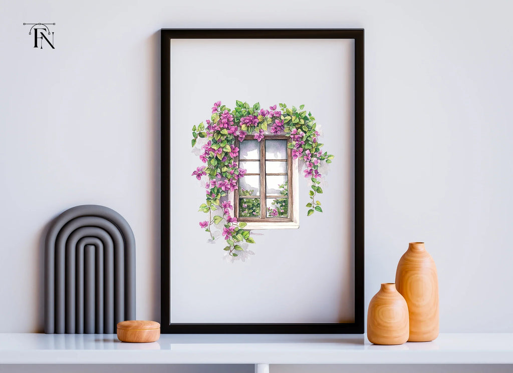 Window with Bougainvillea Clipart Bundle