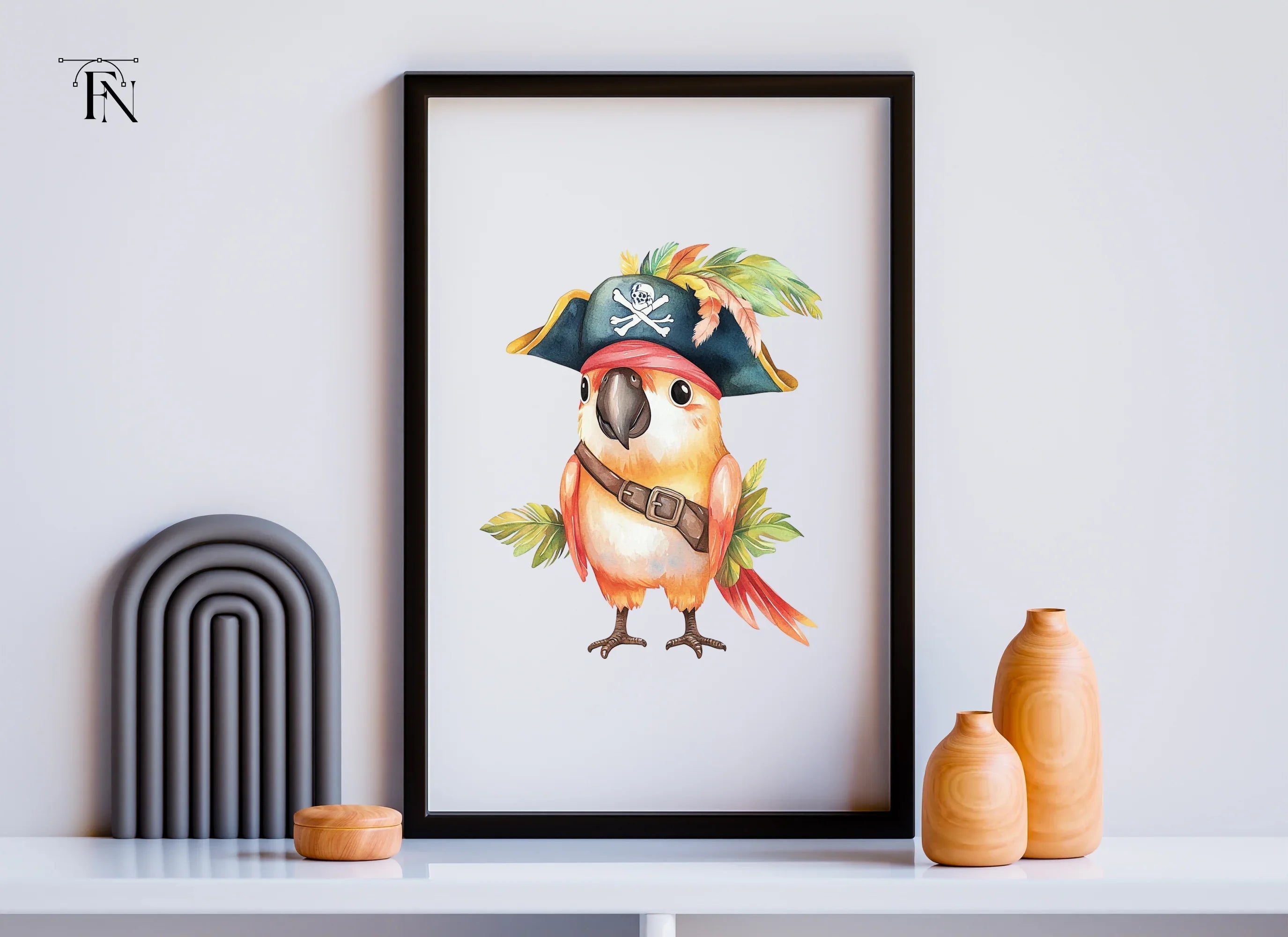 Cute Pirate Parrot Clipart Bundle