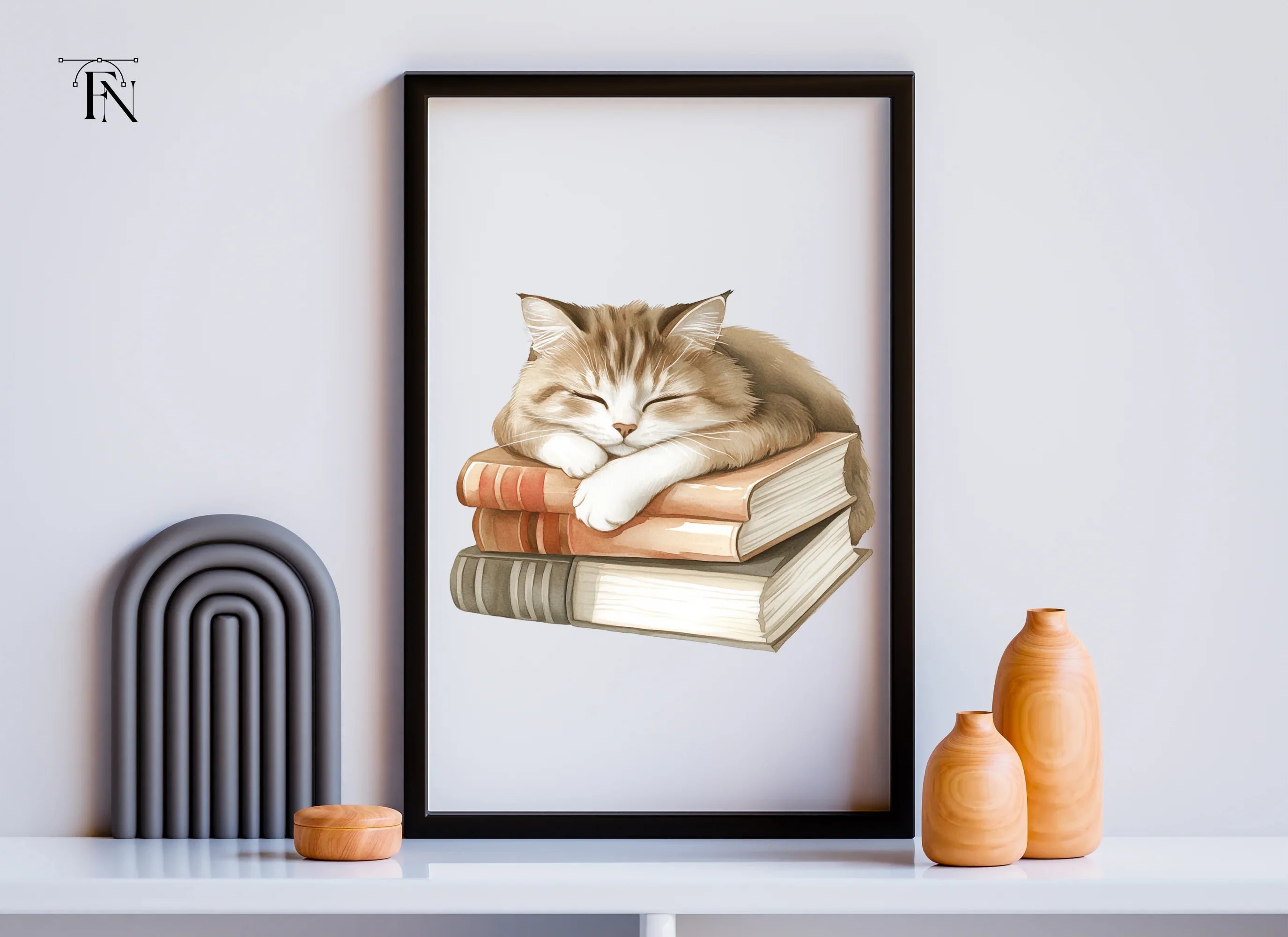 Cute Kittens Napping on Book Stacks Clipart Bundle