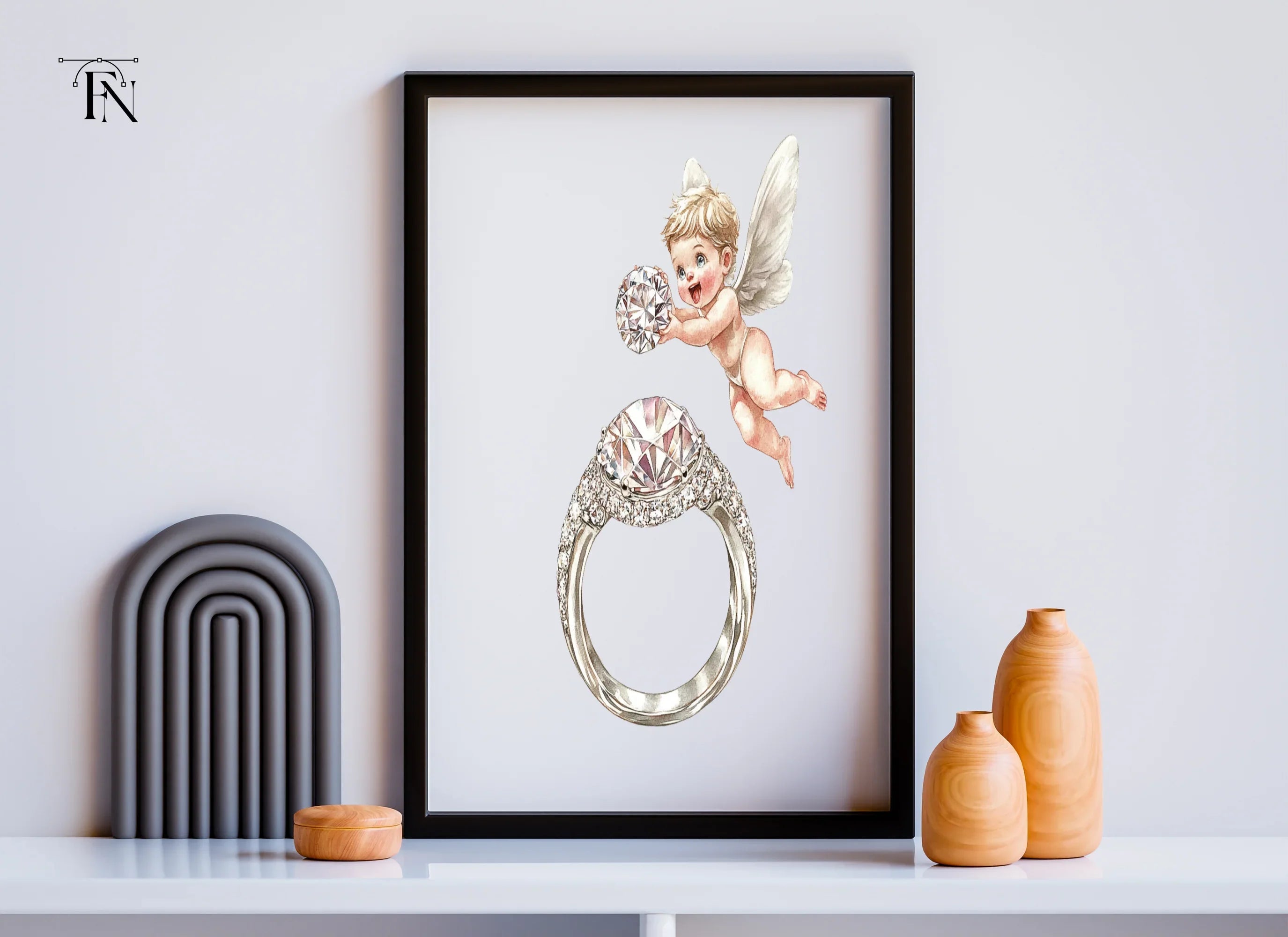 Diamond Ring and Cupid Clipart Bundle