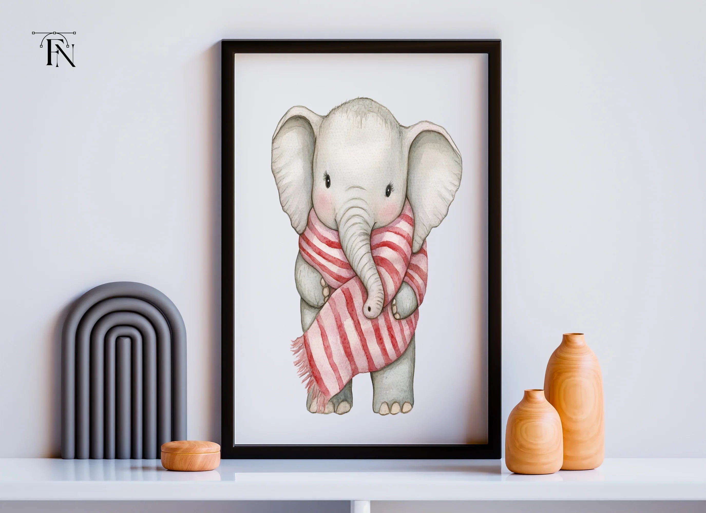 Cute Baby Elephant with Scarf Clipart Bundle