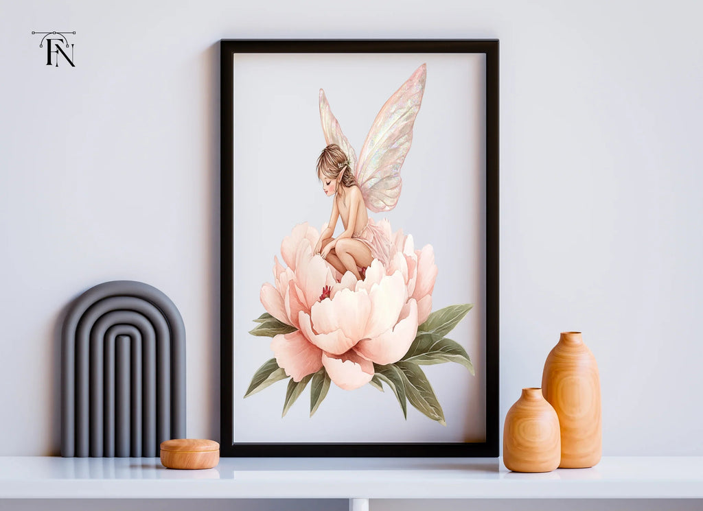 Fairies on Peony Flowers Clipart Bundle