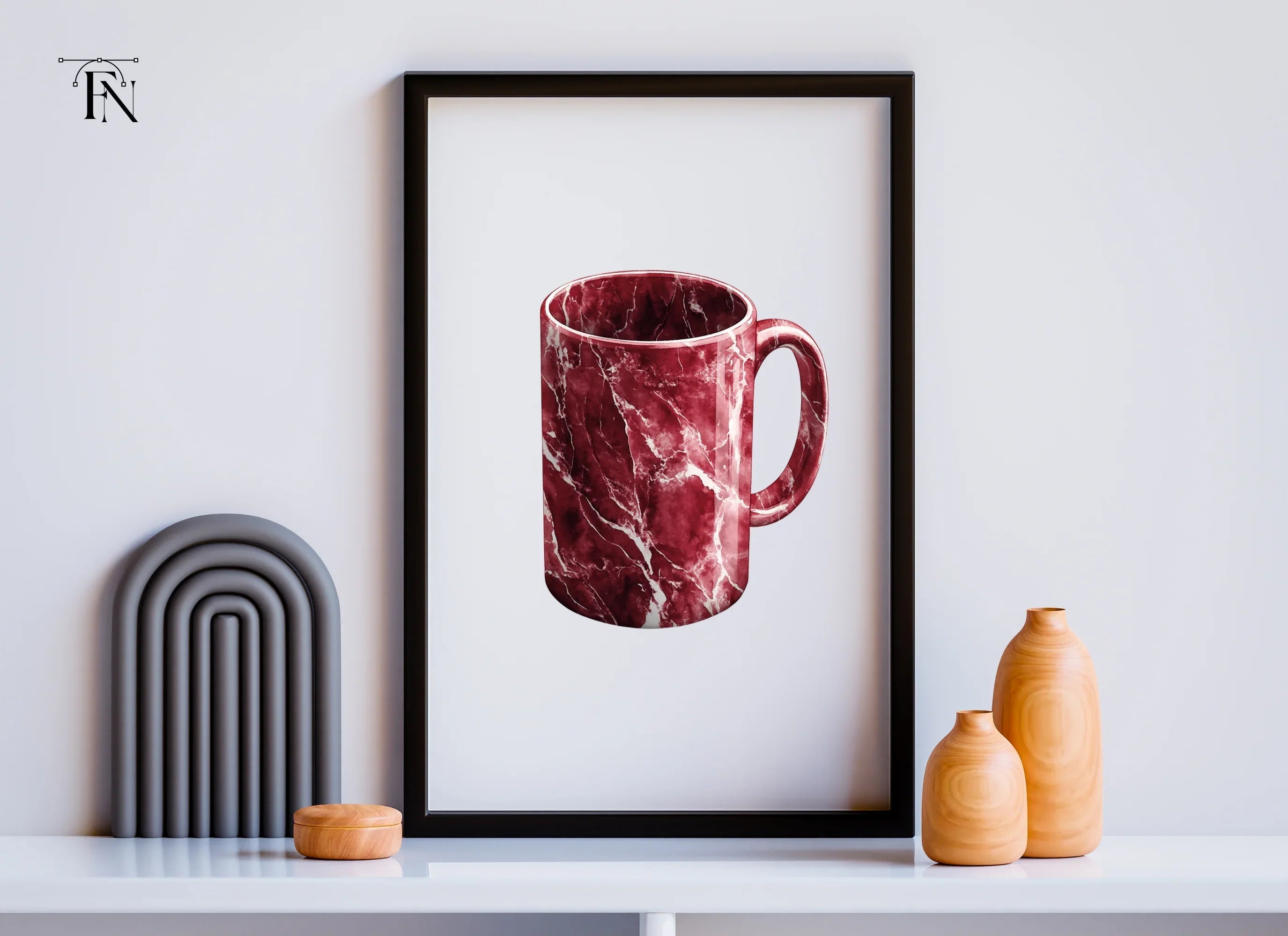 Red Marble Pattern Coffee Clipart Bundle