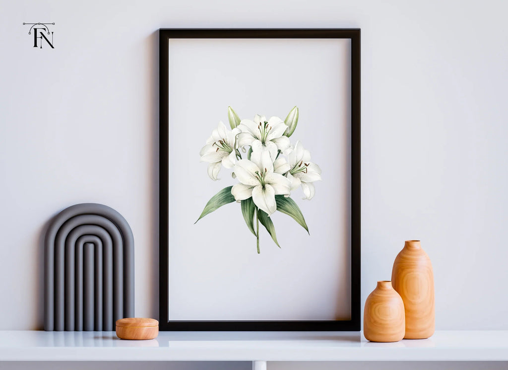 Elegant White Lily Flower Clipart Bundle