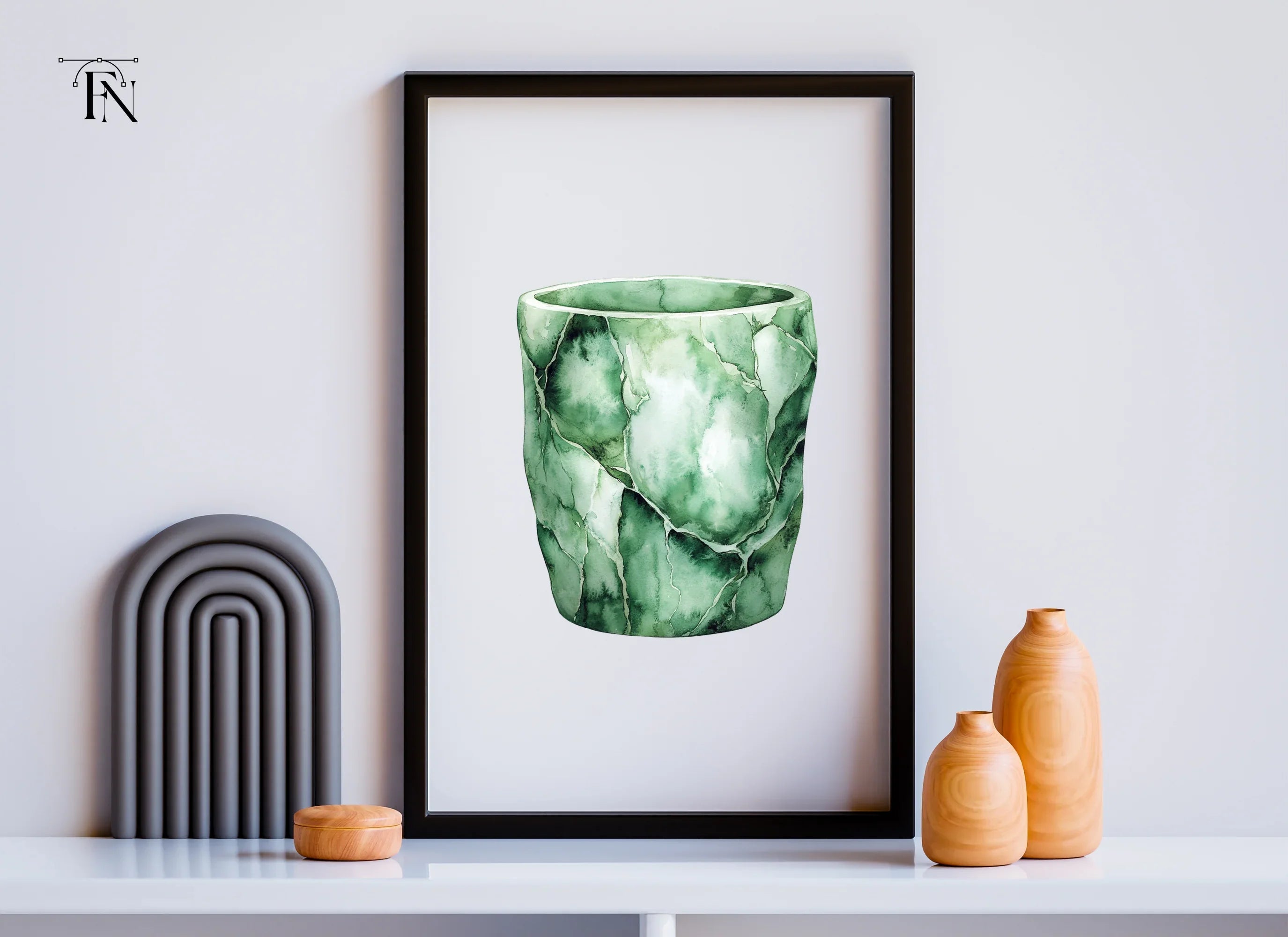 Green Marble Texture Cup Clipart Bundle