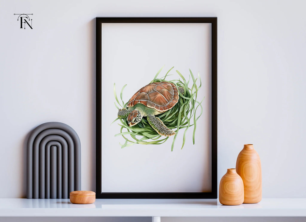 Sea Turtle in Seagrass Clipart Bundle