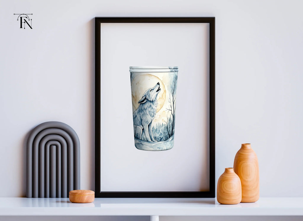 Wolf Howling at Moon Clipart Bundle
