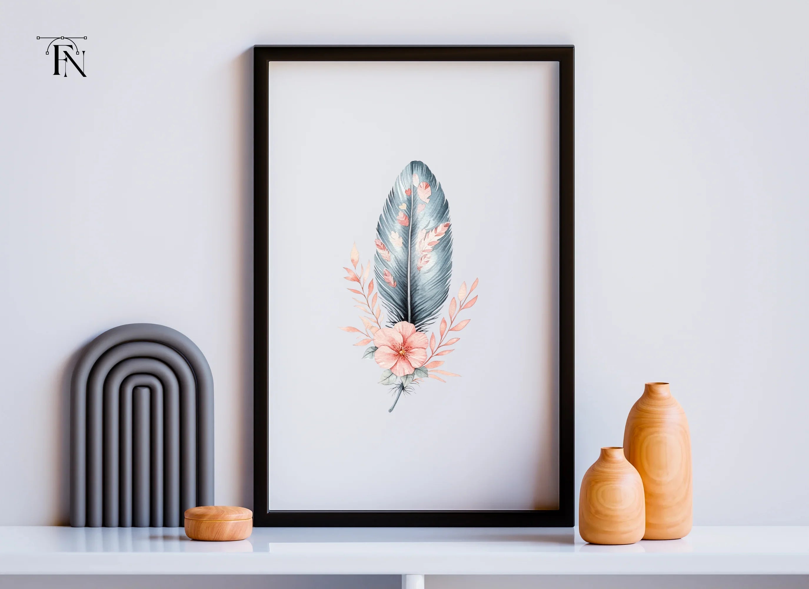 Boho Feather and Floral Clipart Bundle