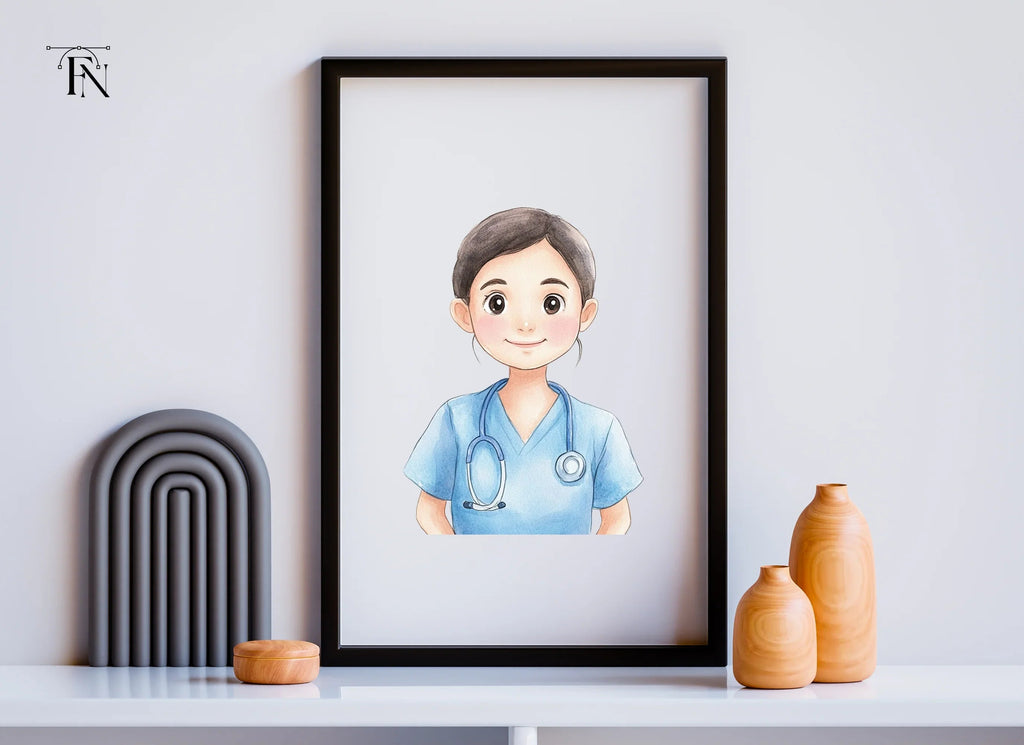 Friendly Nurse with Stethoscope Clipart Bundle