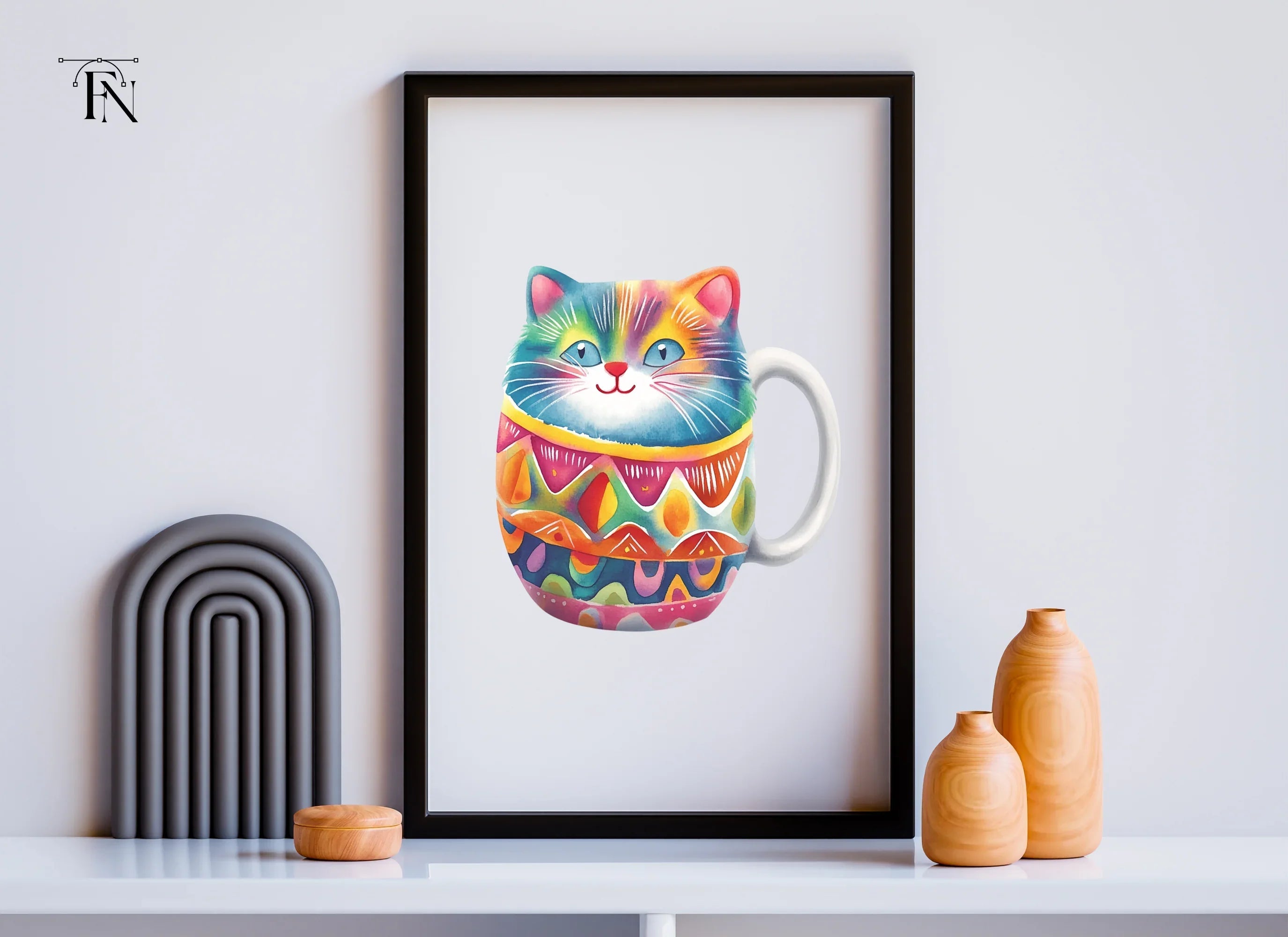 Whimsical Rainbow Cat Clipart Bundle