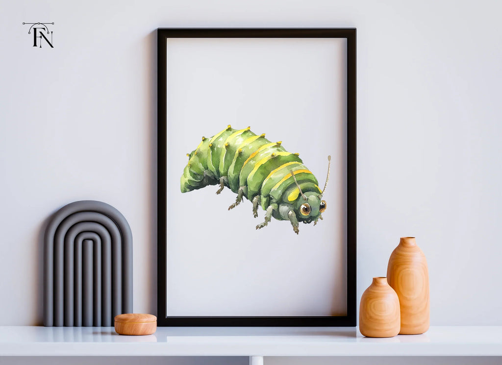 Cute Green Caterpillar Clipart Bundle