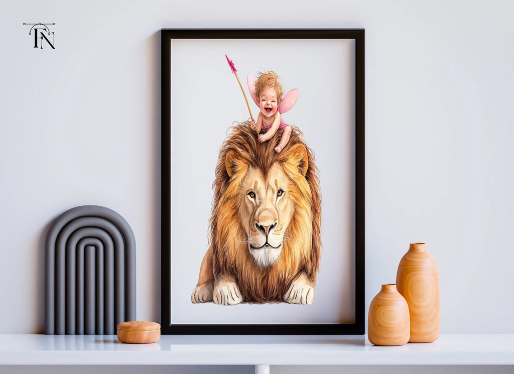 Cute Cupid Riding Lion Clipart Bundle
