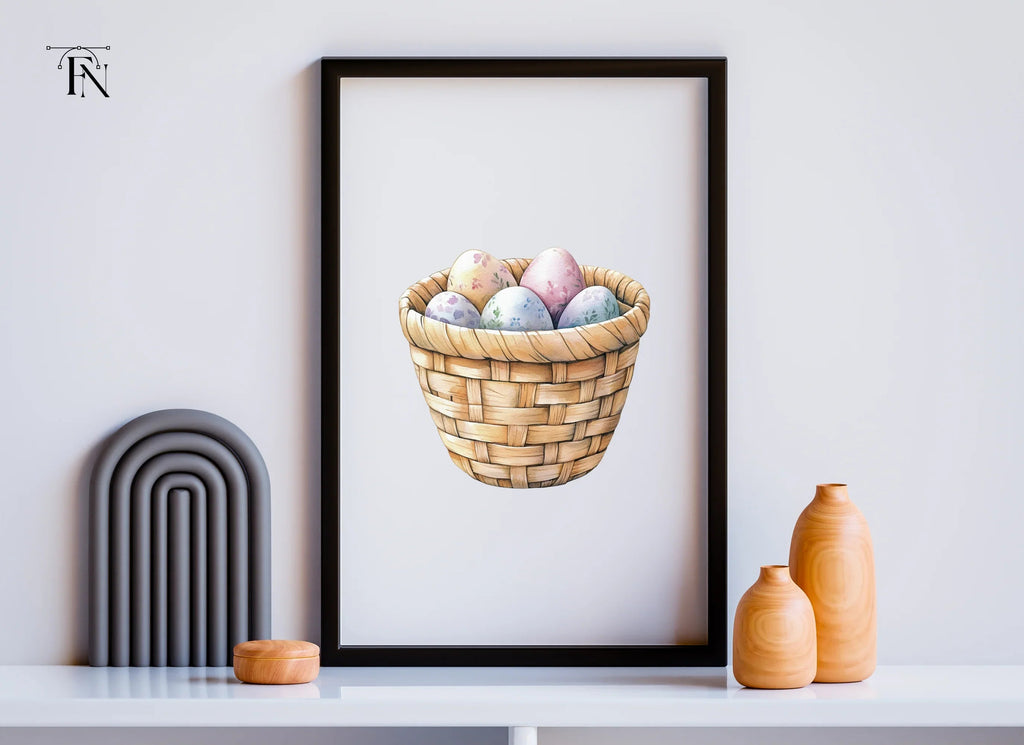 Easter Eggs in Basket Clipart Bundle