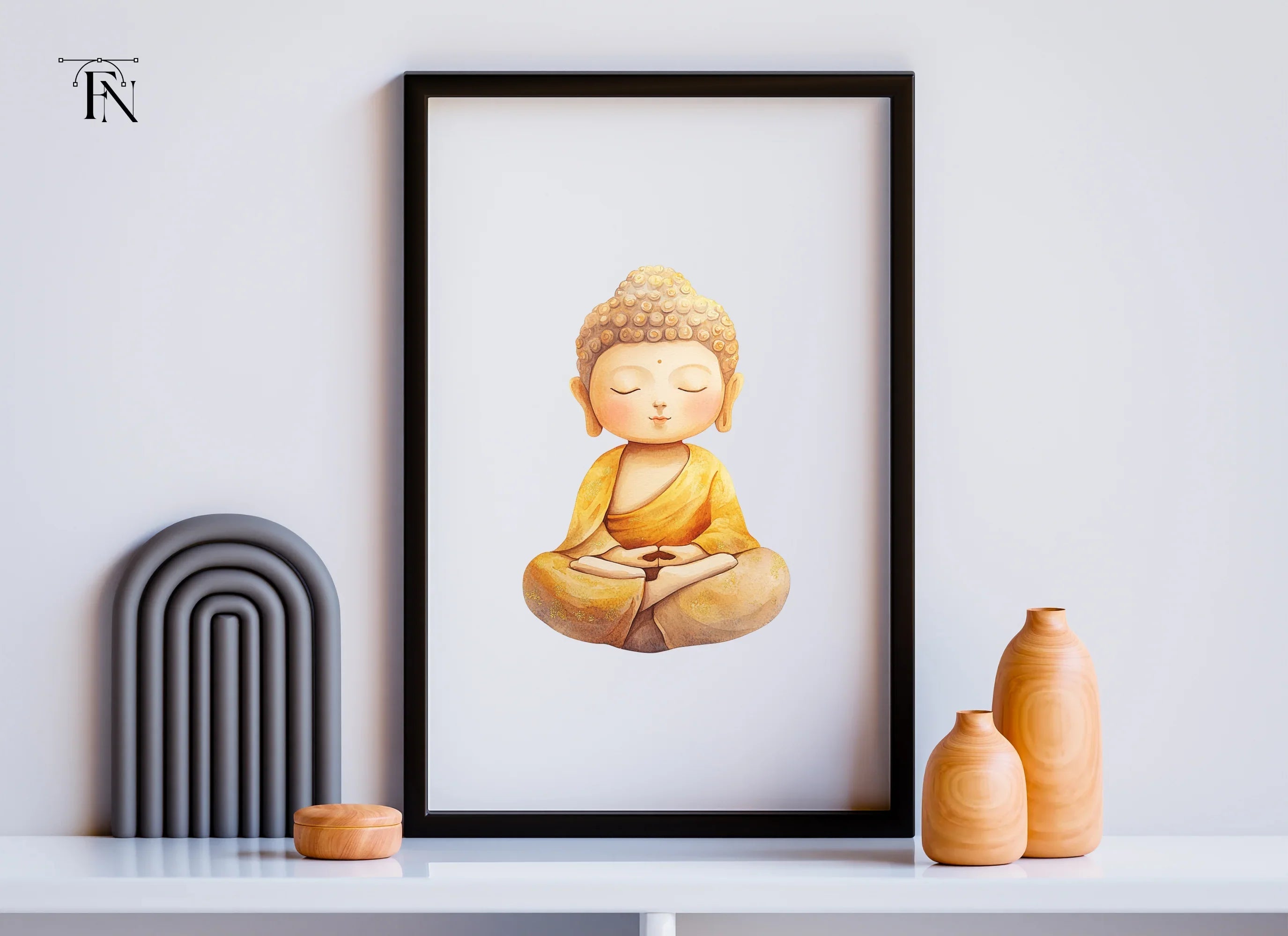 Cute Cartoon Buddha Meditating Clipart Bundle