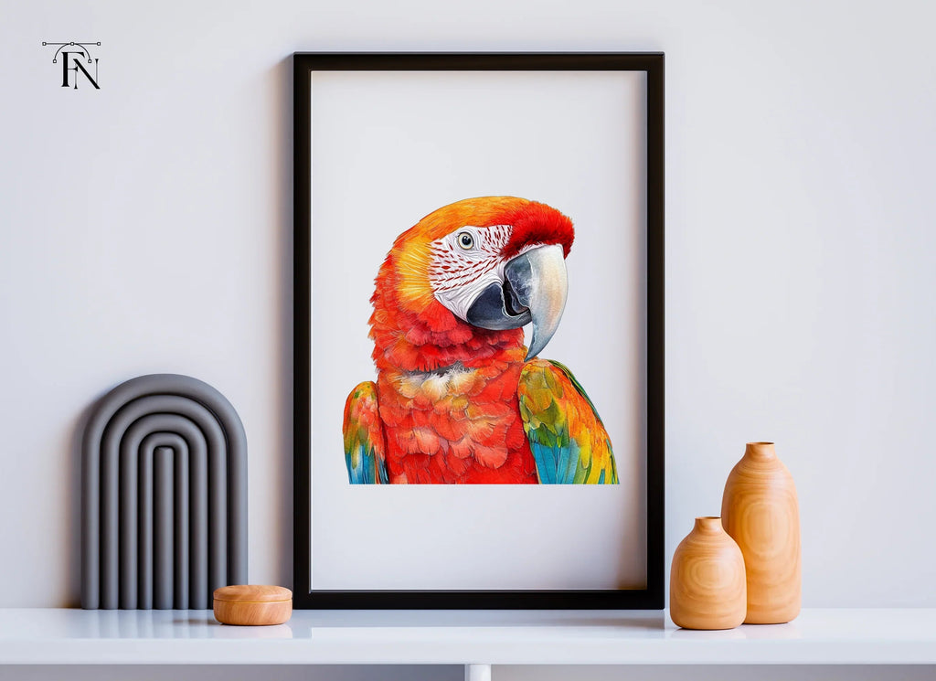 Vibrant Scarlet Macaw Parrot Clipart Bundle