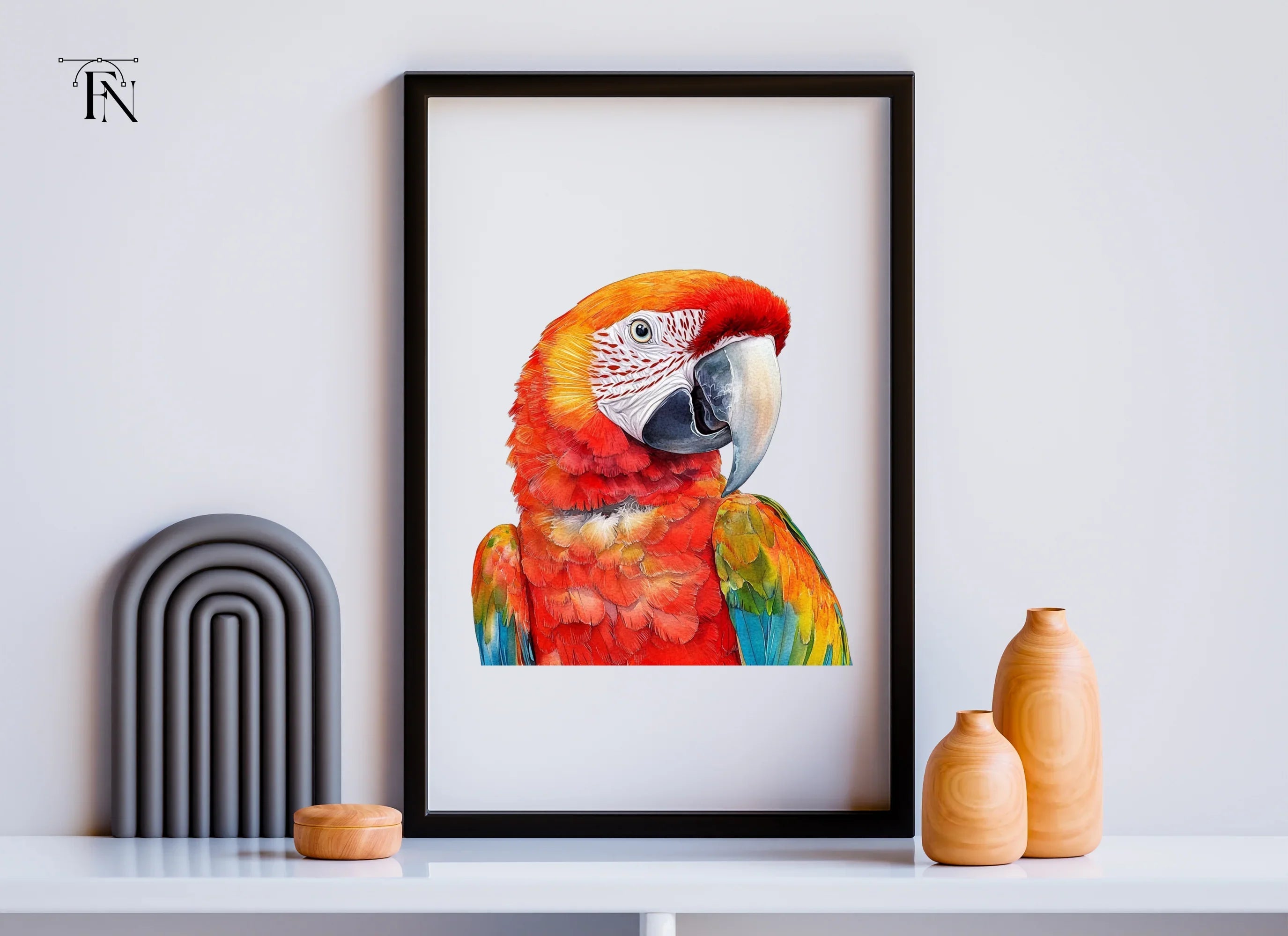 Vibrant Scarlet Macaw Parrot Clipart Bundle