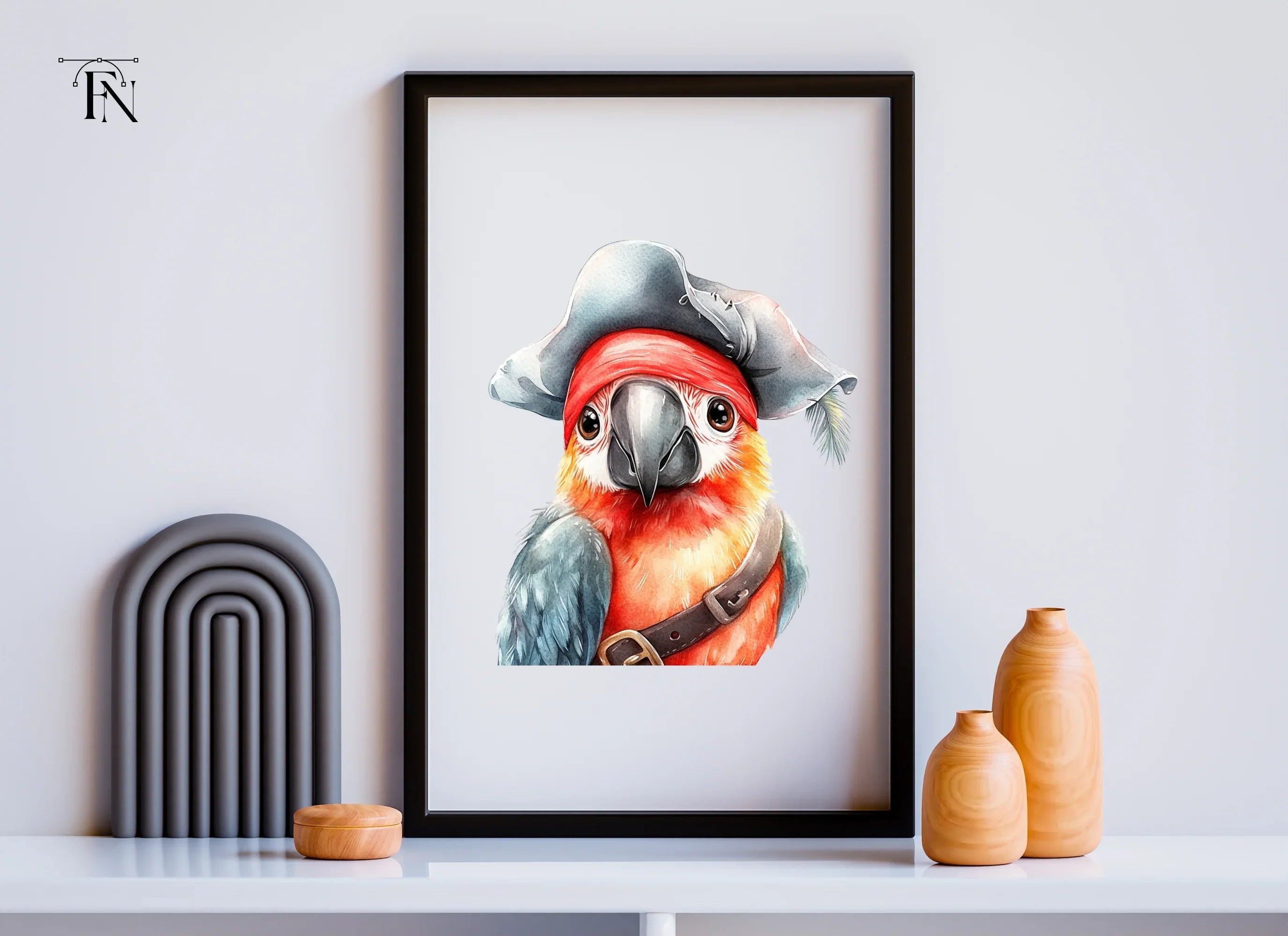Cute Pirate Parrot Clipart Bundle