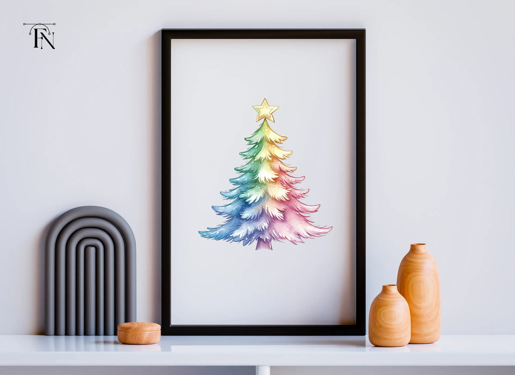 Rainbow Christmas Trees Clipart Bundle