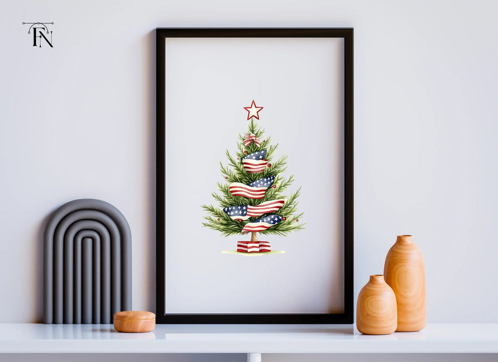 Patriotic Christmas Tree Clipart Bundle