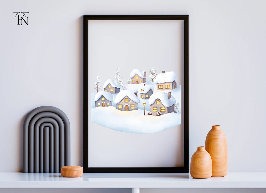 Snowy Christmas Village Clipart Bundle