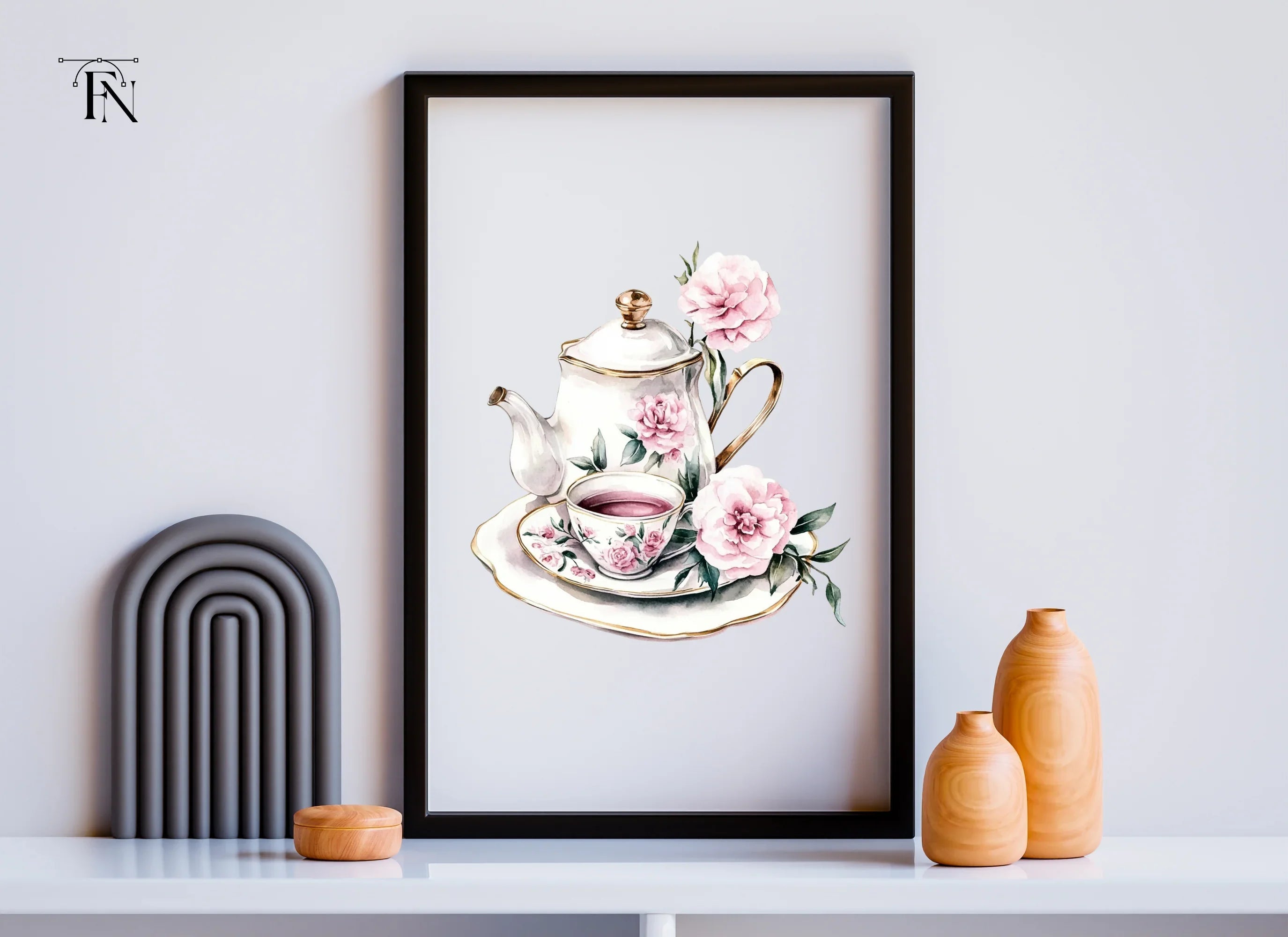 Elegant Floral Teapot and Teacup Clipart Bundle