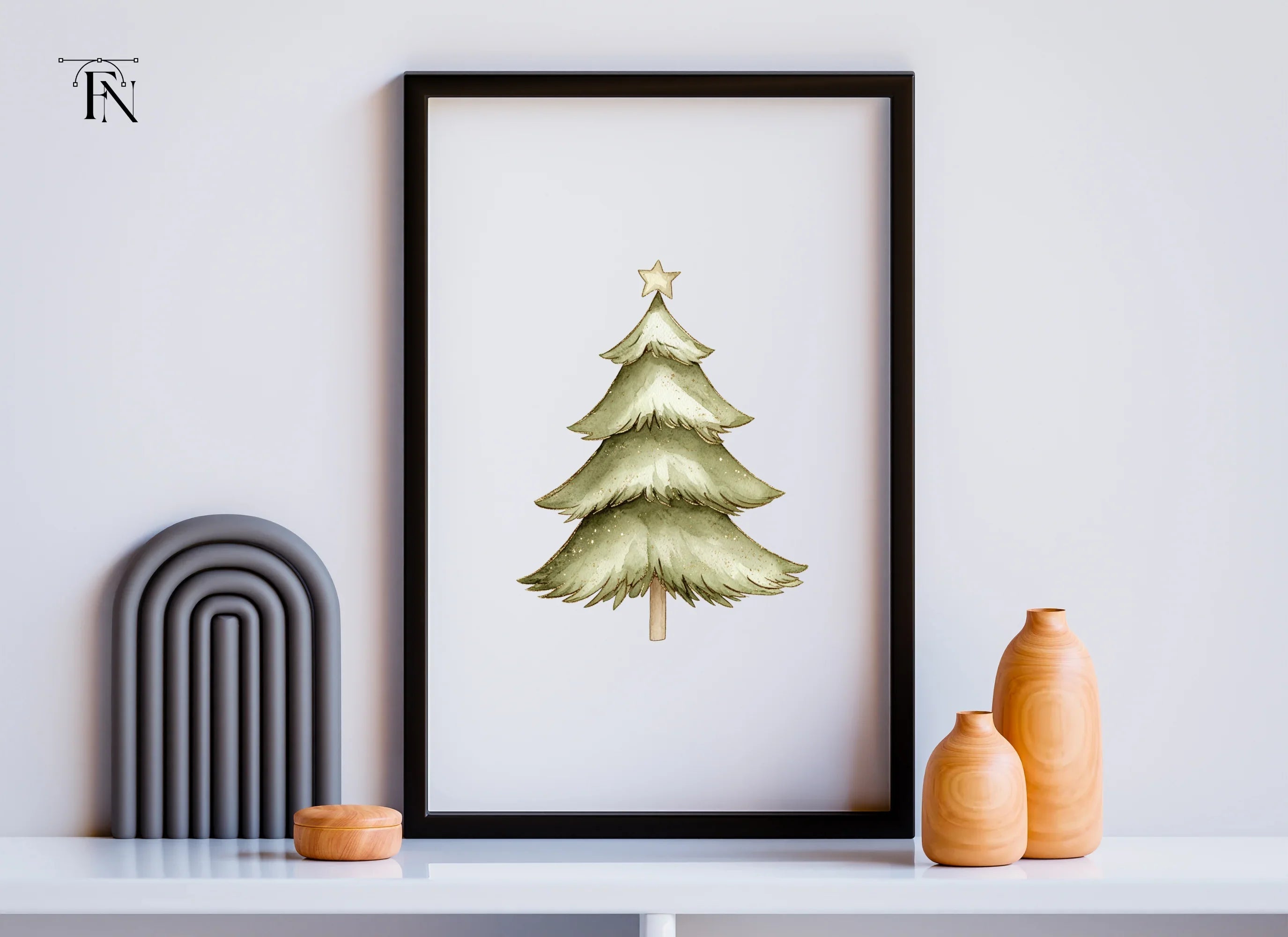 Green Christmas Tree Clipart Bundle