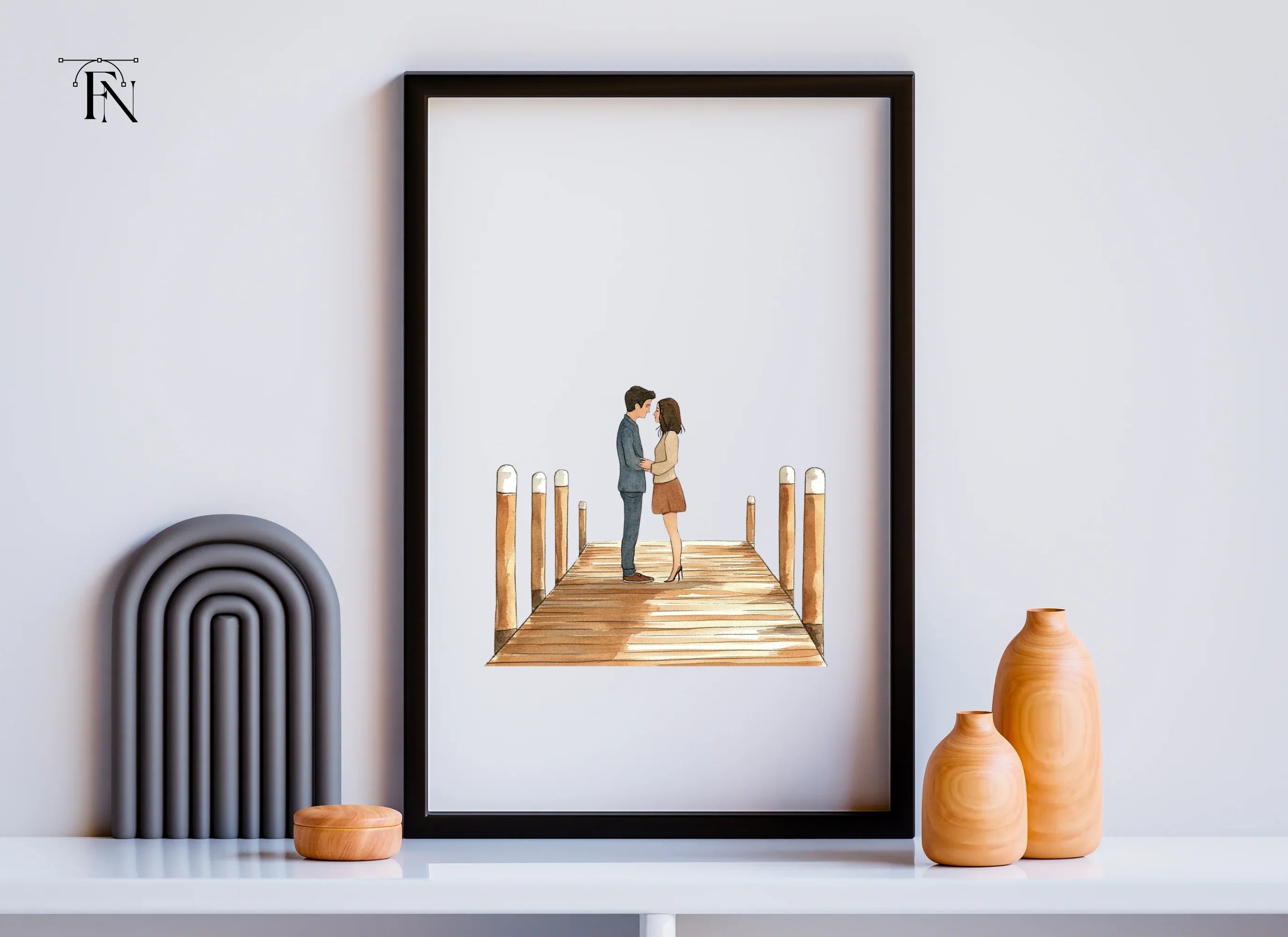 Couple Holding Hands on Pier Clipart Bundle