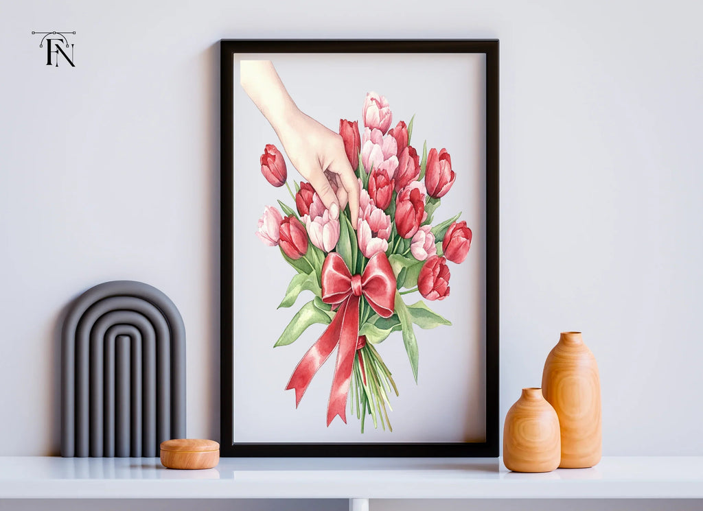 Hand Tying Tulip Bouquet Clipart Bundle