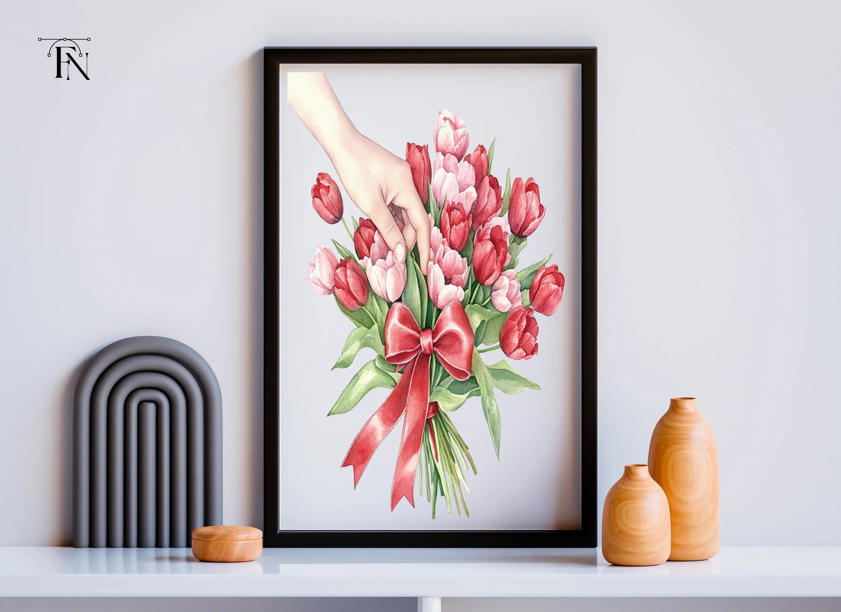 Hand Tying Tulip Bouquet Clipart Bundle