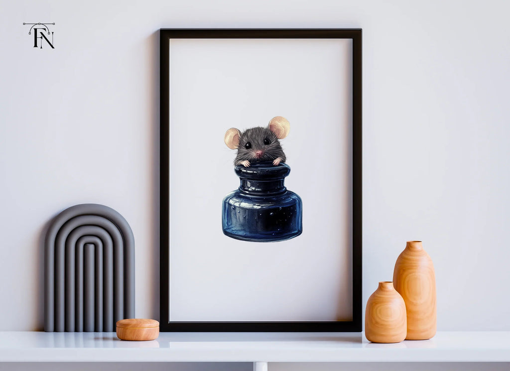 Cute Mice in Ink Bottles Clipart Bundle