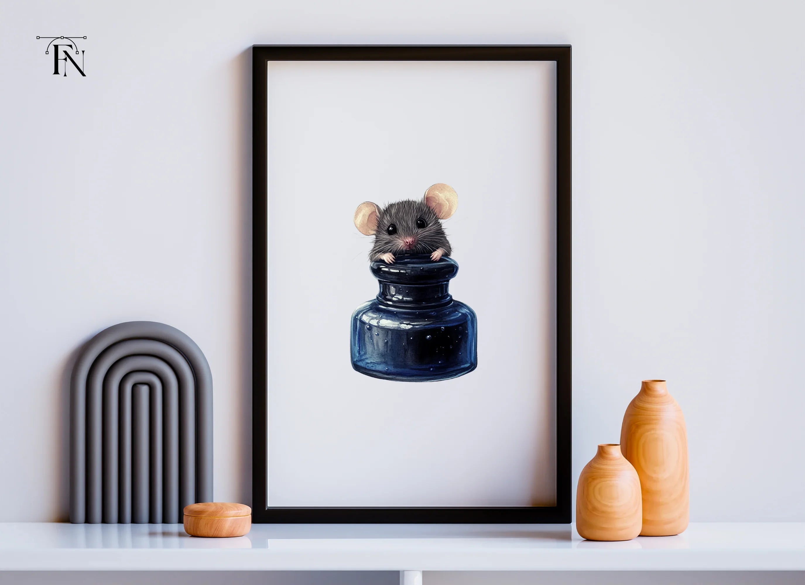 Cute Mice in Ink Bottles Clipart Bundle