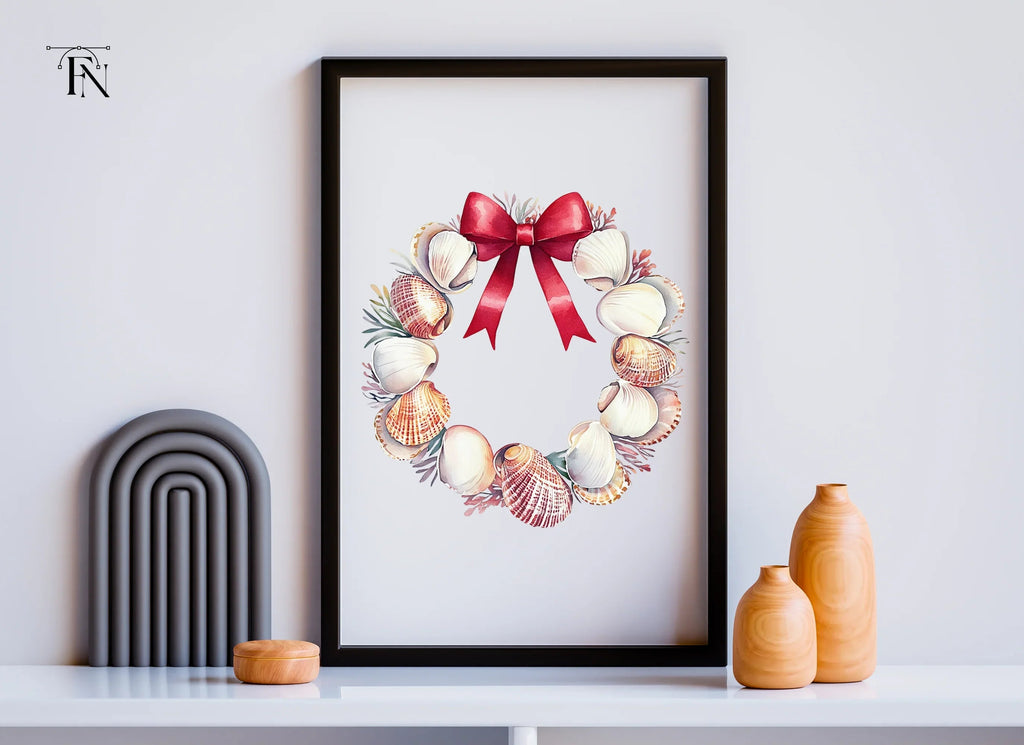 Seashell Christmas Wreath Clipart Bundle