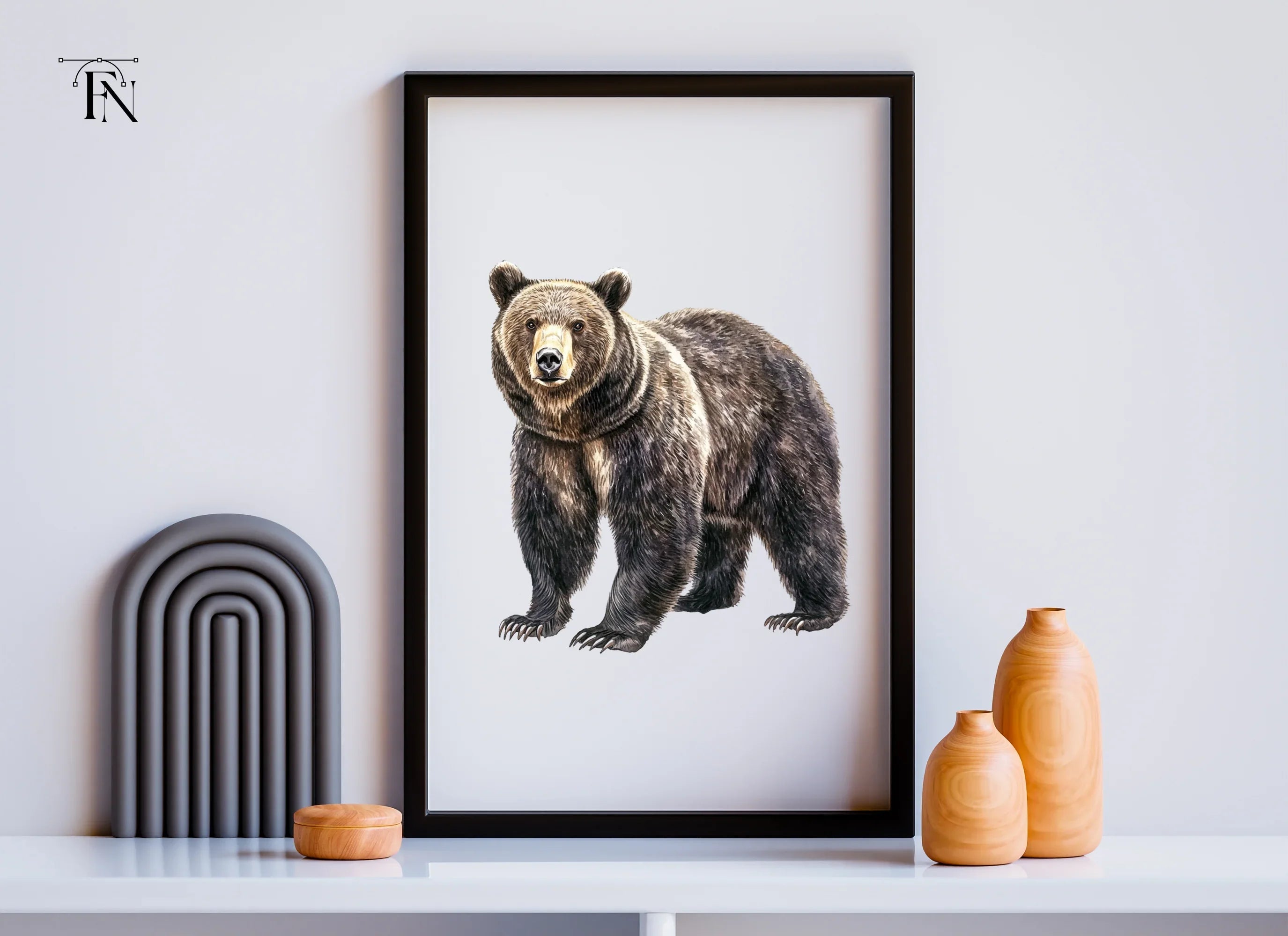 Standing Grizzly Bear Duo Clipart Bundle