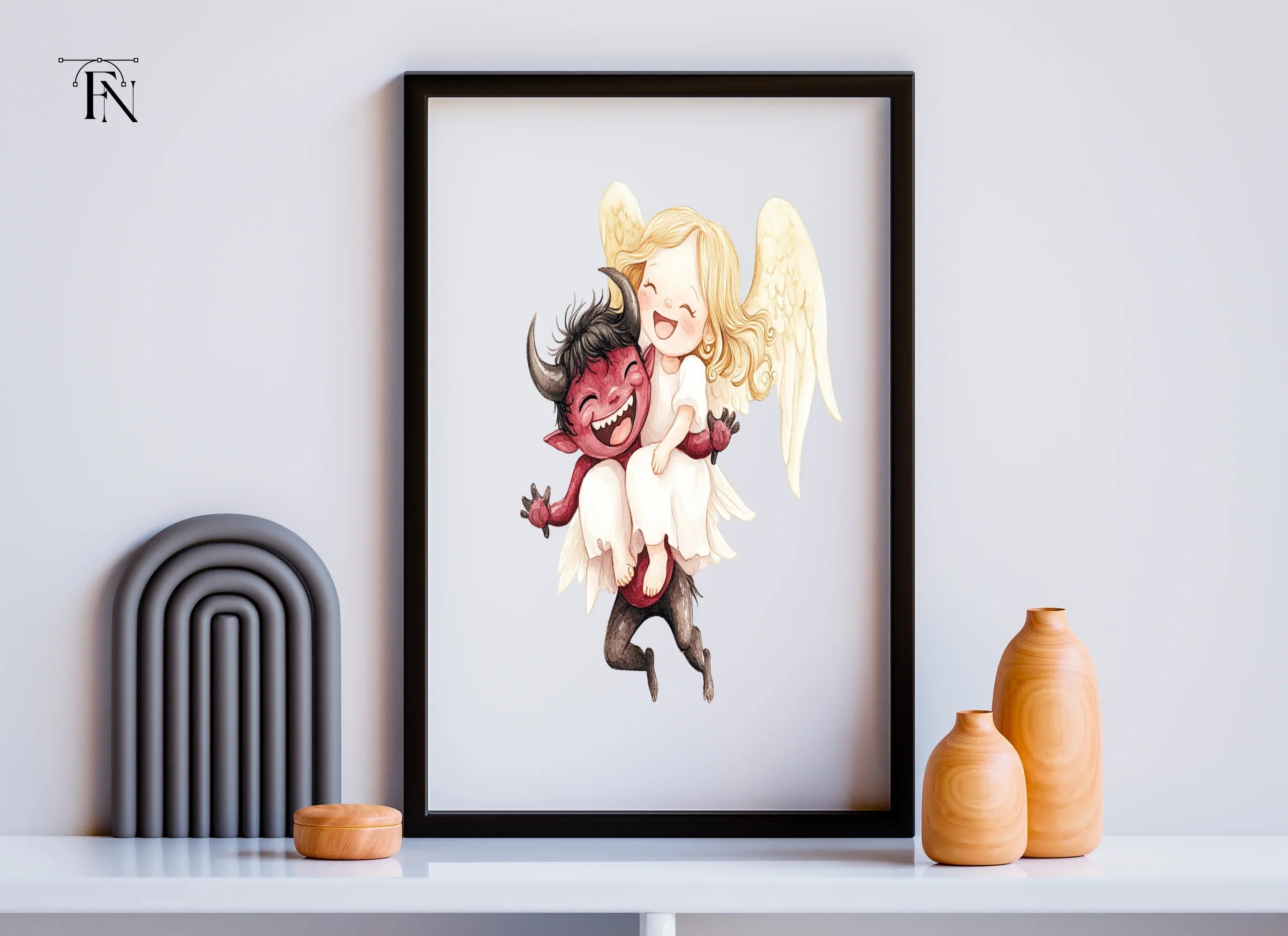 Cute Angel and Devil Friends Clipart Bundle