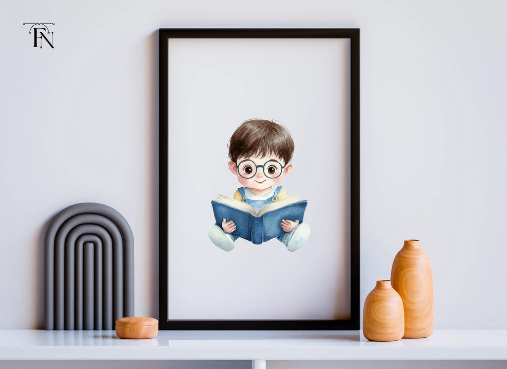 Cute Boy Reading Book Clipart Bundle