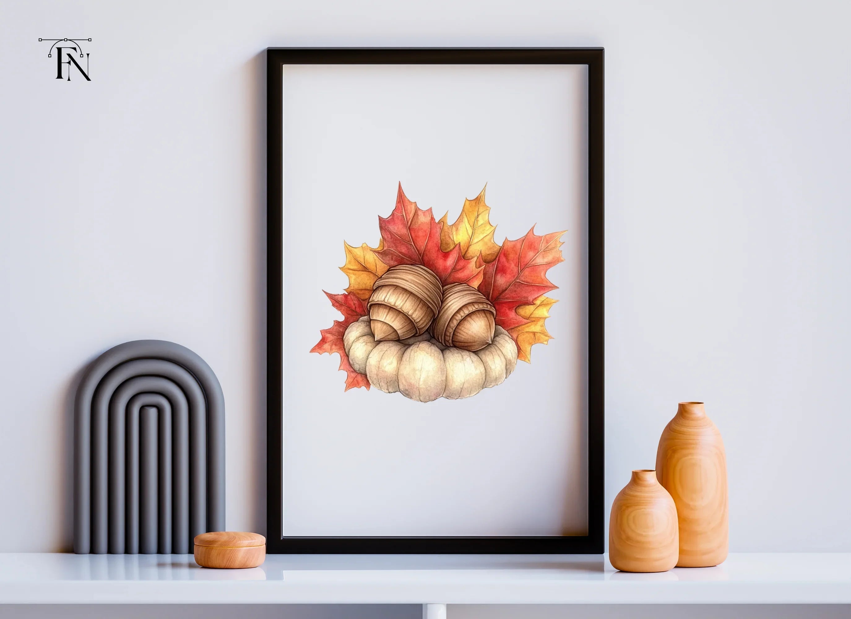 Fall Pumpkin and Acorn Leaves Clipart Bundle