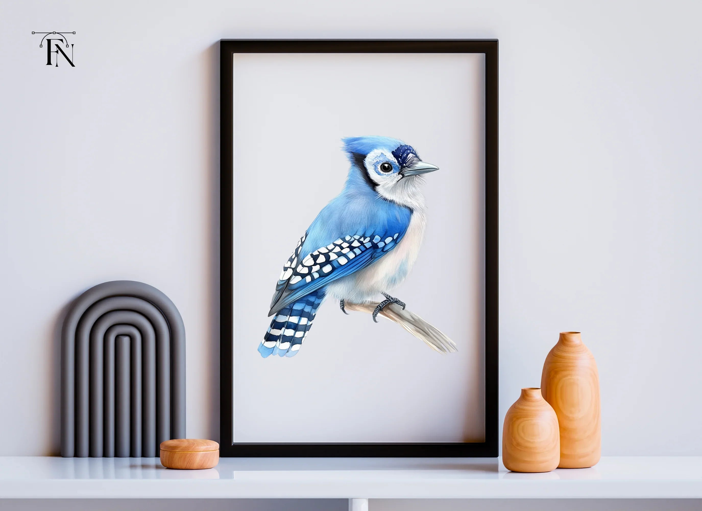Realistic Blue Jay Perched Clipart Bundle