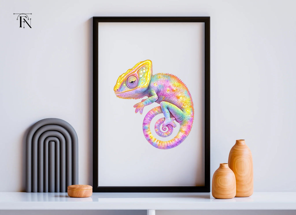 Vibrant Rainbow Chameleon Clipart Bundle