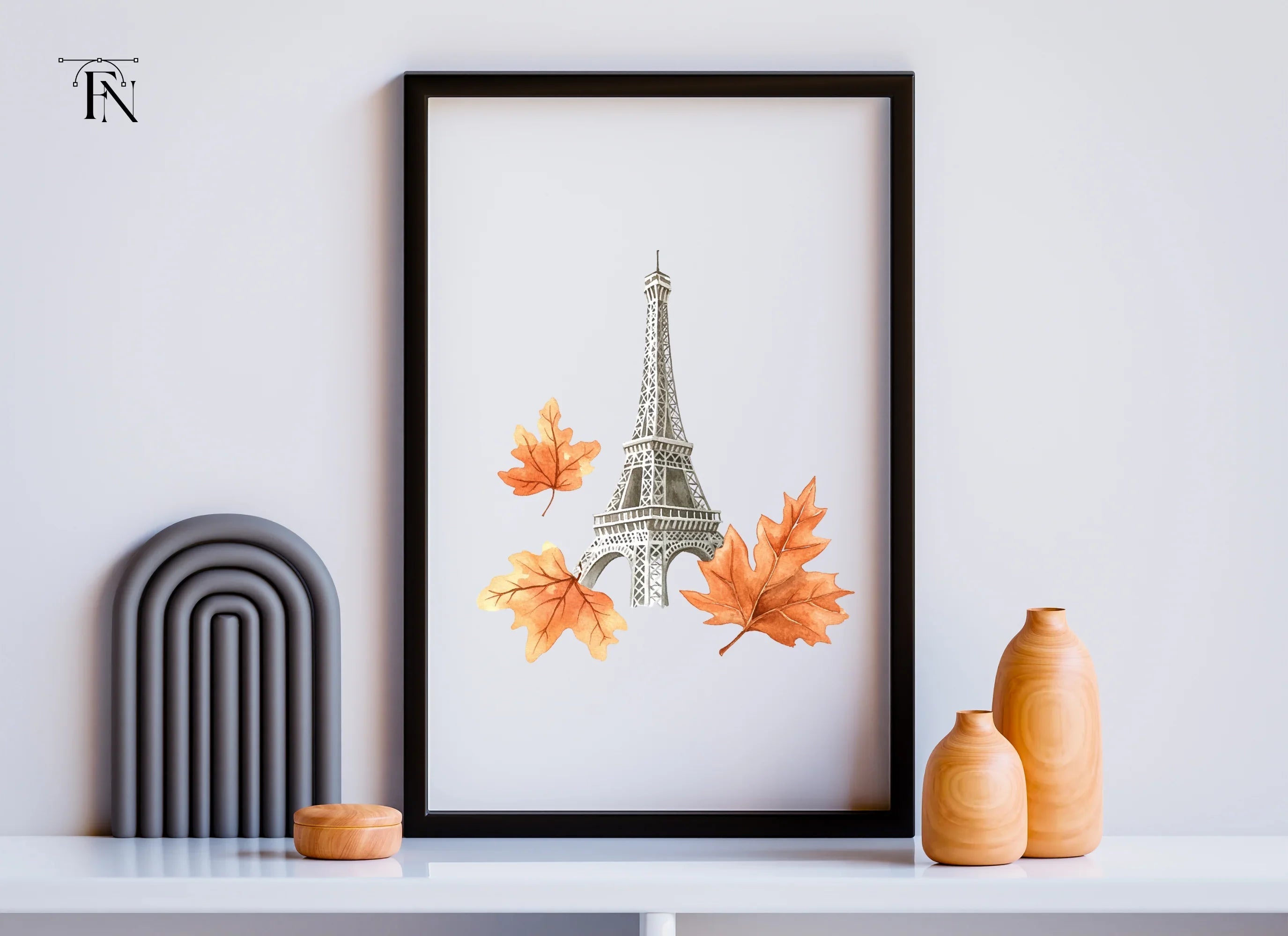 Eiffel Tower Autumn Leaves Clipart Bundle
