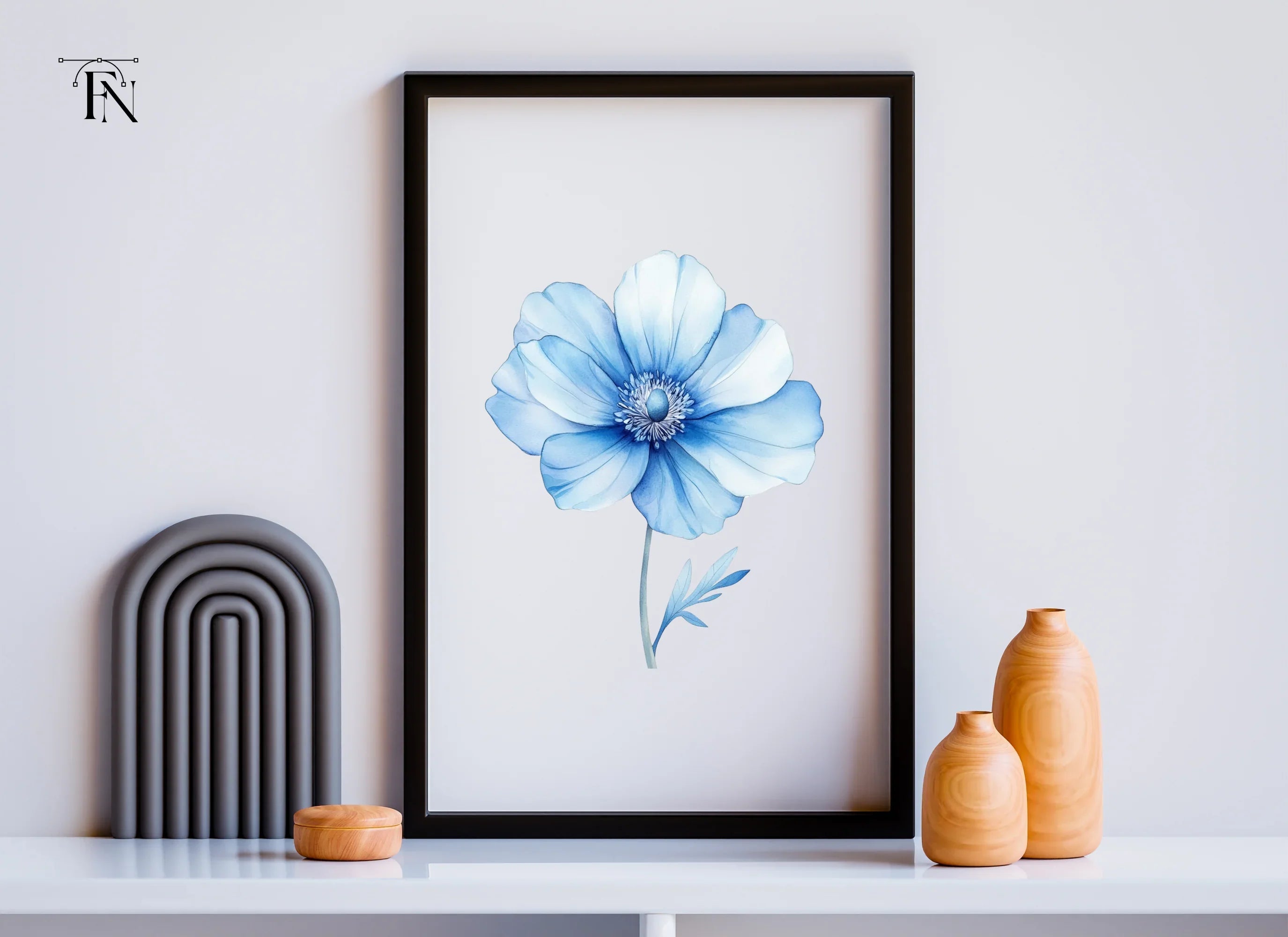 Blue Anemone Flower Clipart Bundle