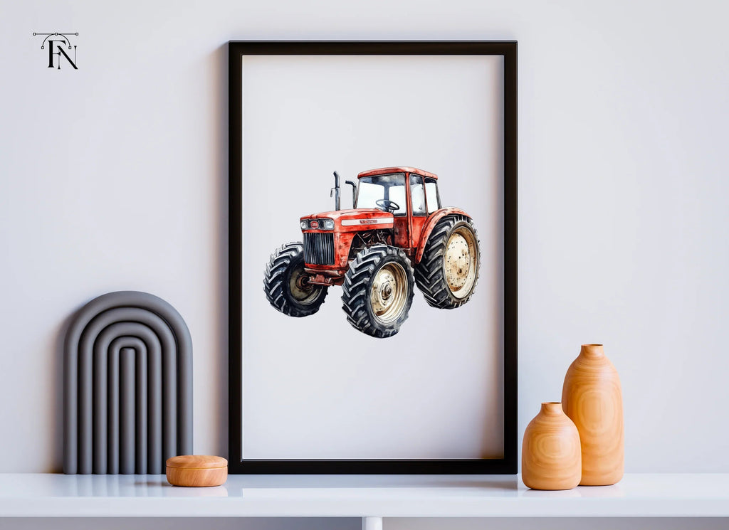 Red Farm Tractor Clipart Bundle