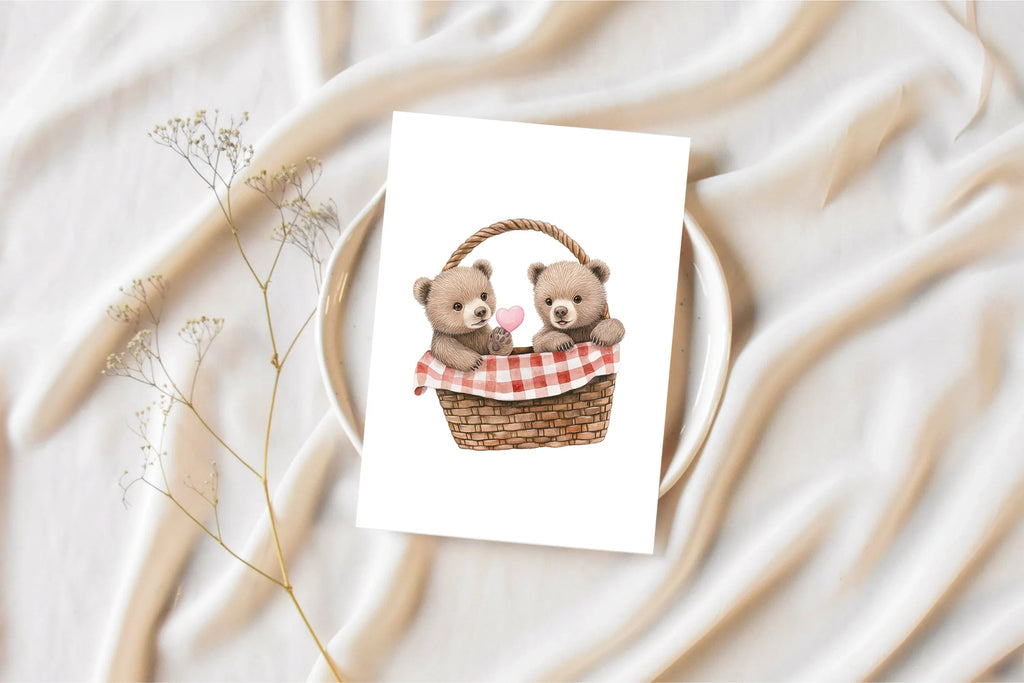 Teddy Bears with Heart Balloons Clipart Bundle