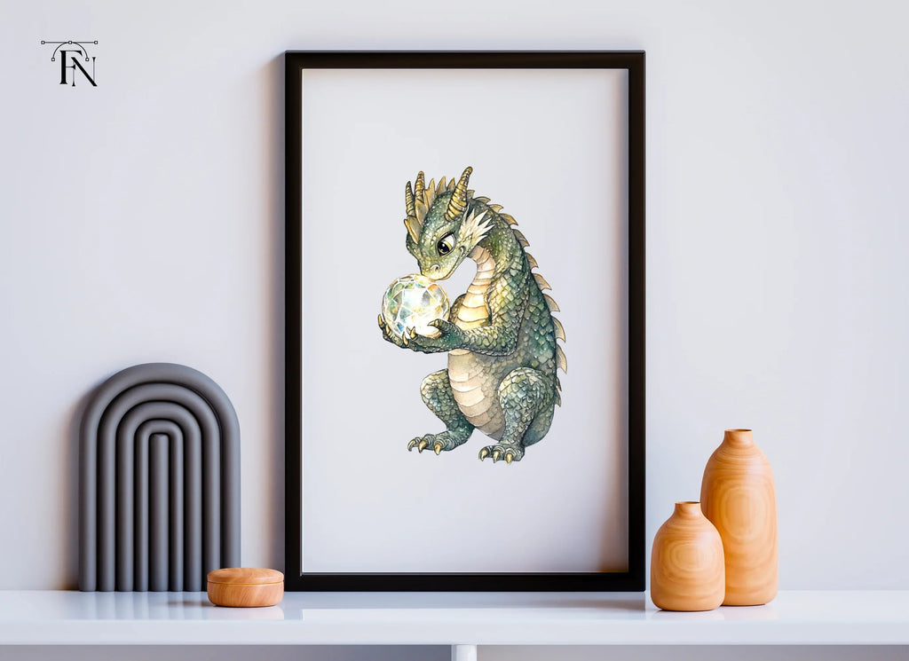 Baby Dragon with Crystal Clipart Bundle