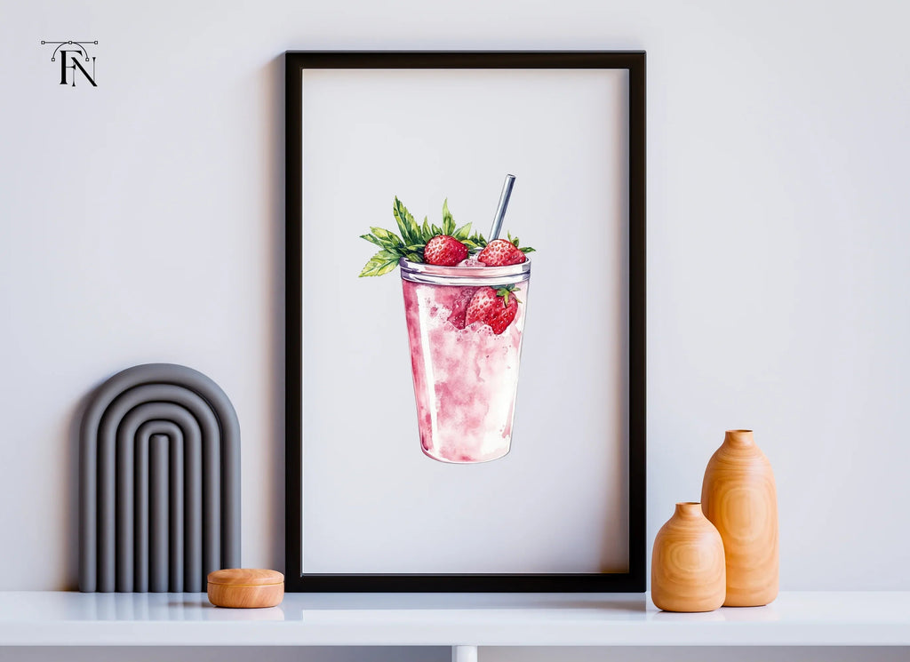 Strawberry Smoothie Clipart Bundle