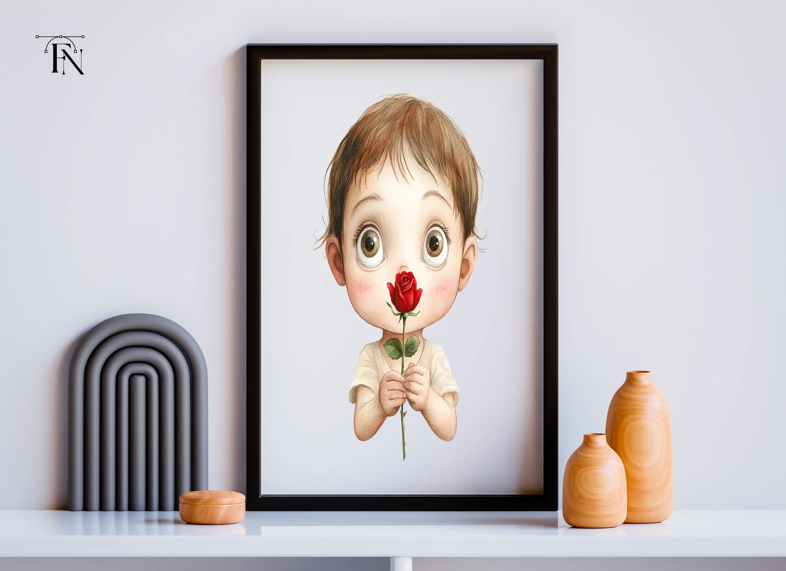 Cute Babies with Red Roses Clipart Bundle