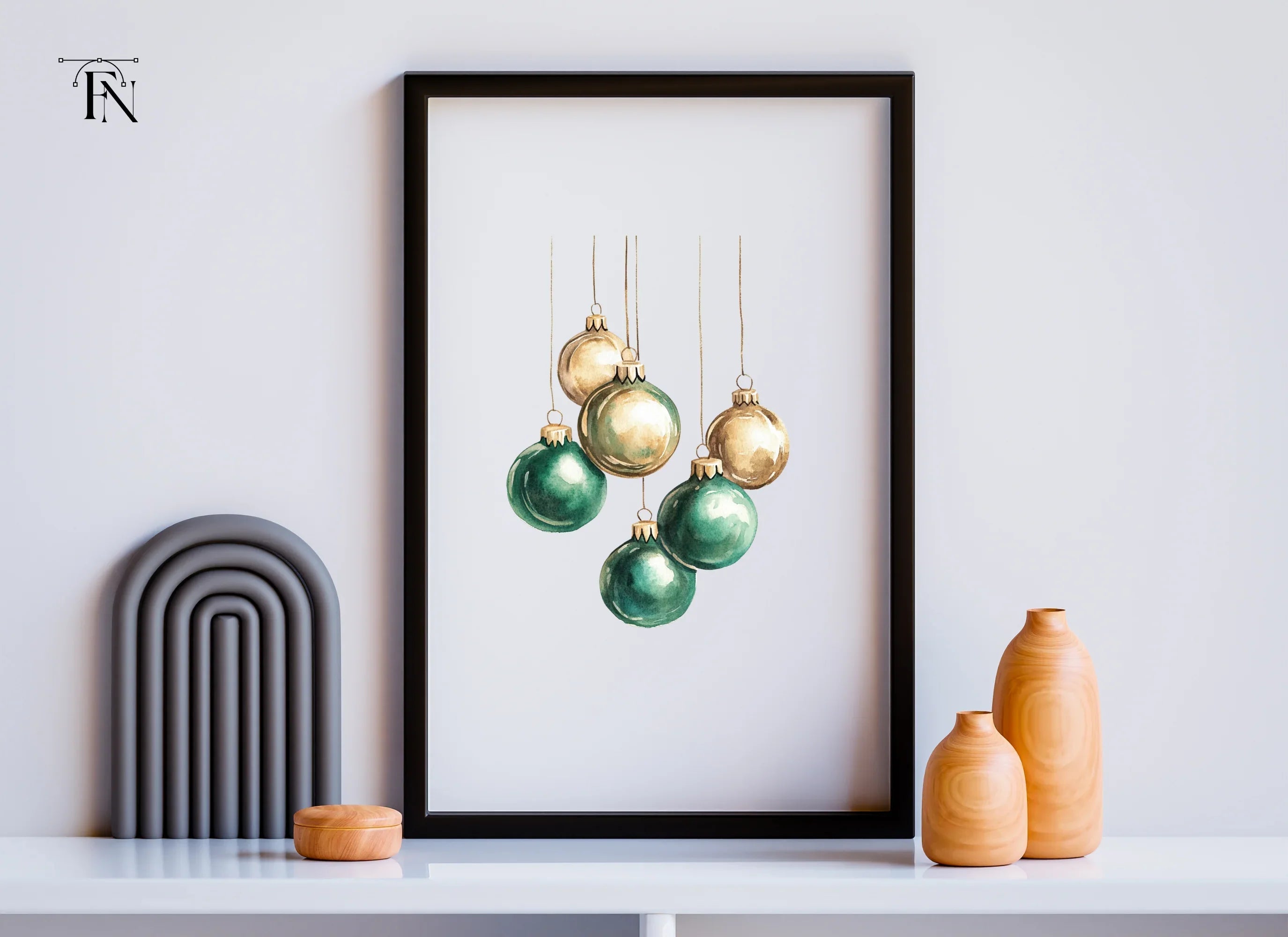 Elegant Christmas Ornaments Clipart Bundle
