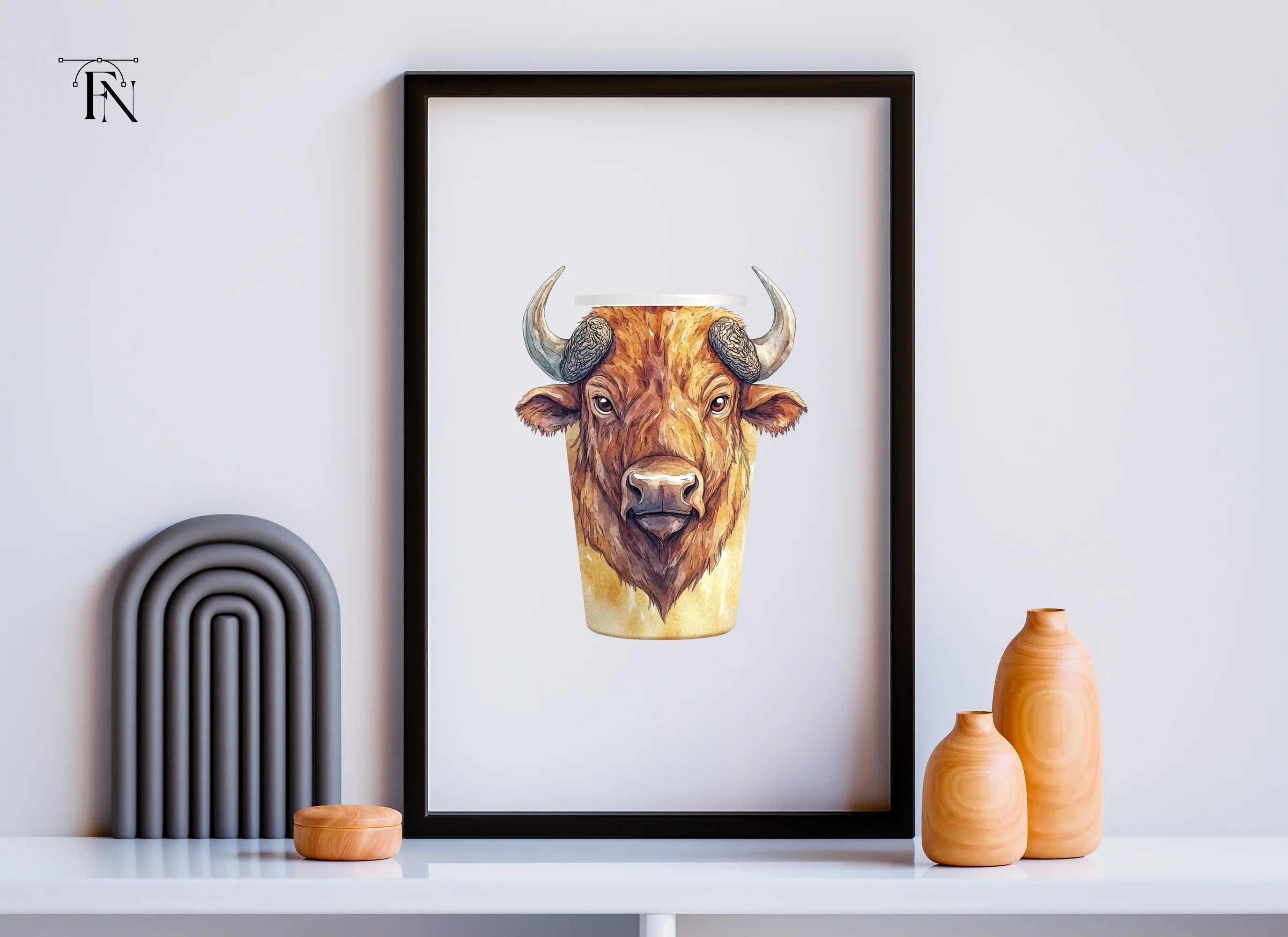 Bison Head Coffee Cup Clipart Bundle