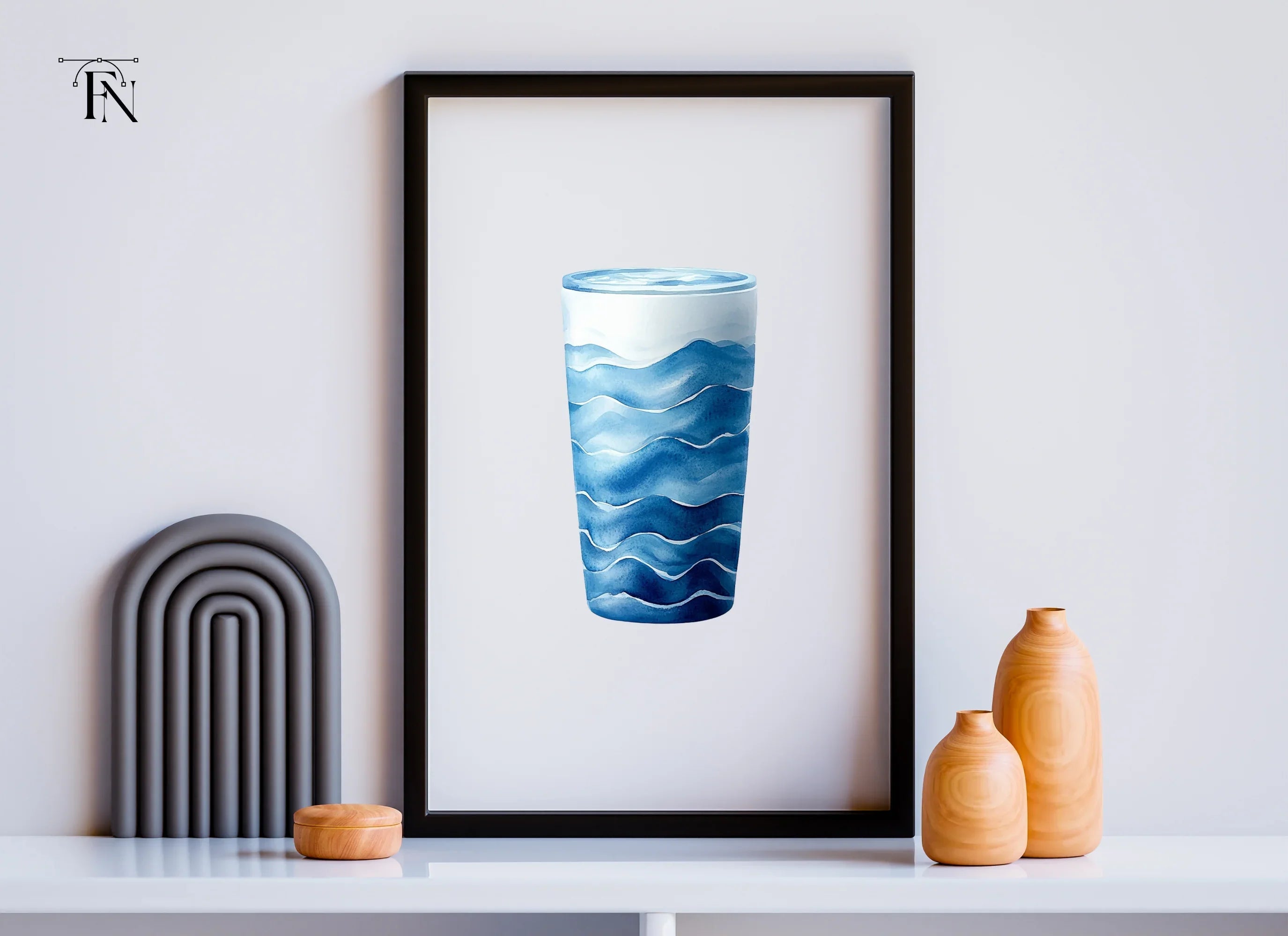 Blue Waves Tumbler Clipart Bundle