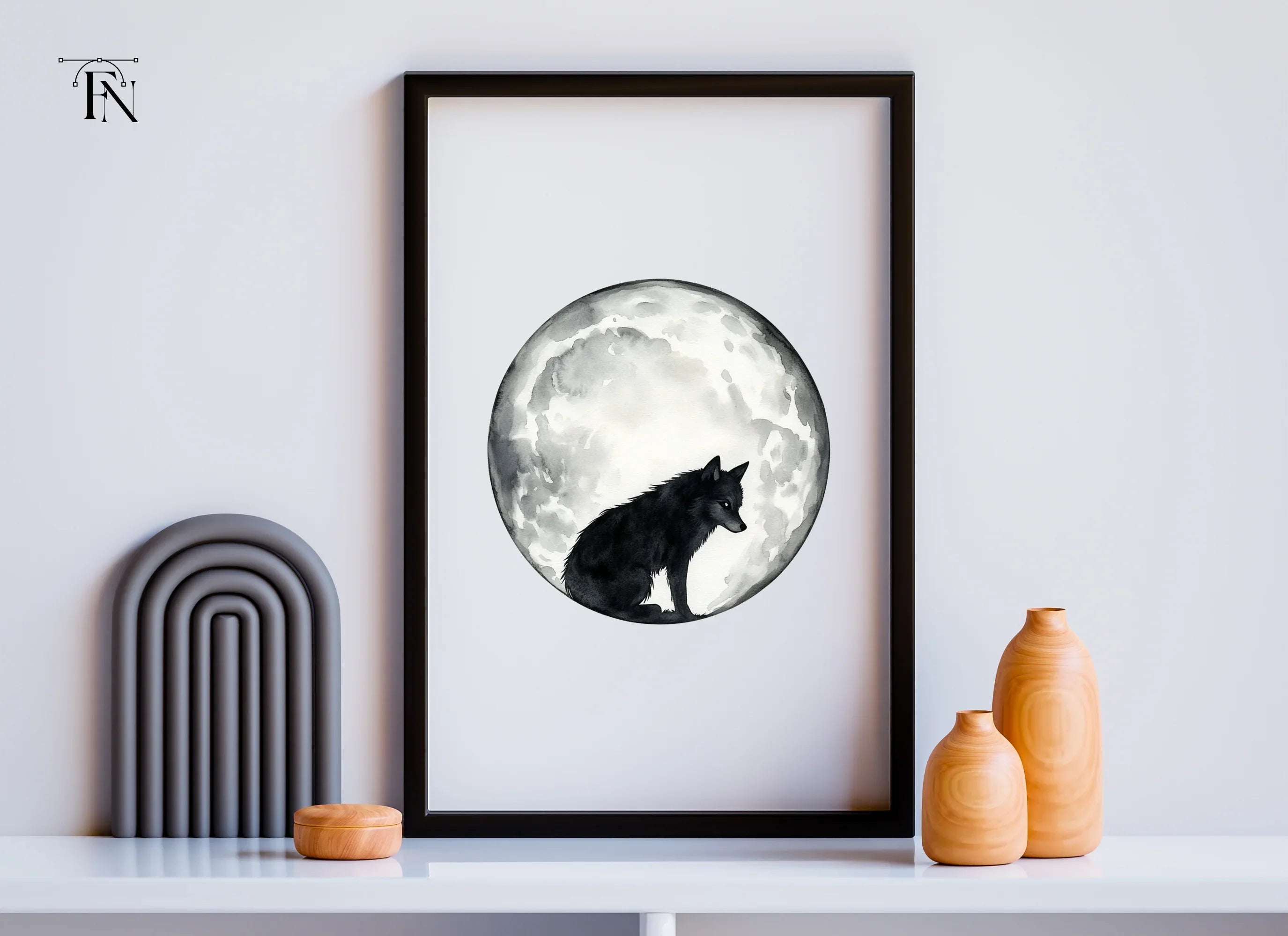 Black Wolf Moon Clipart Bundle