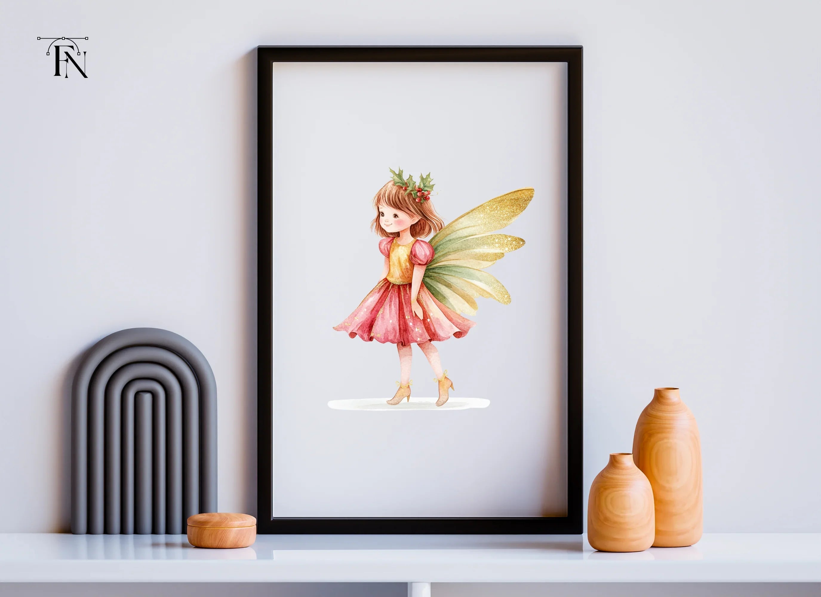 Christmas Fairy with Holly Clipart Bundle